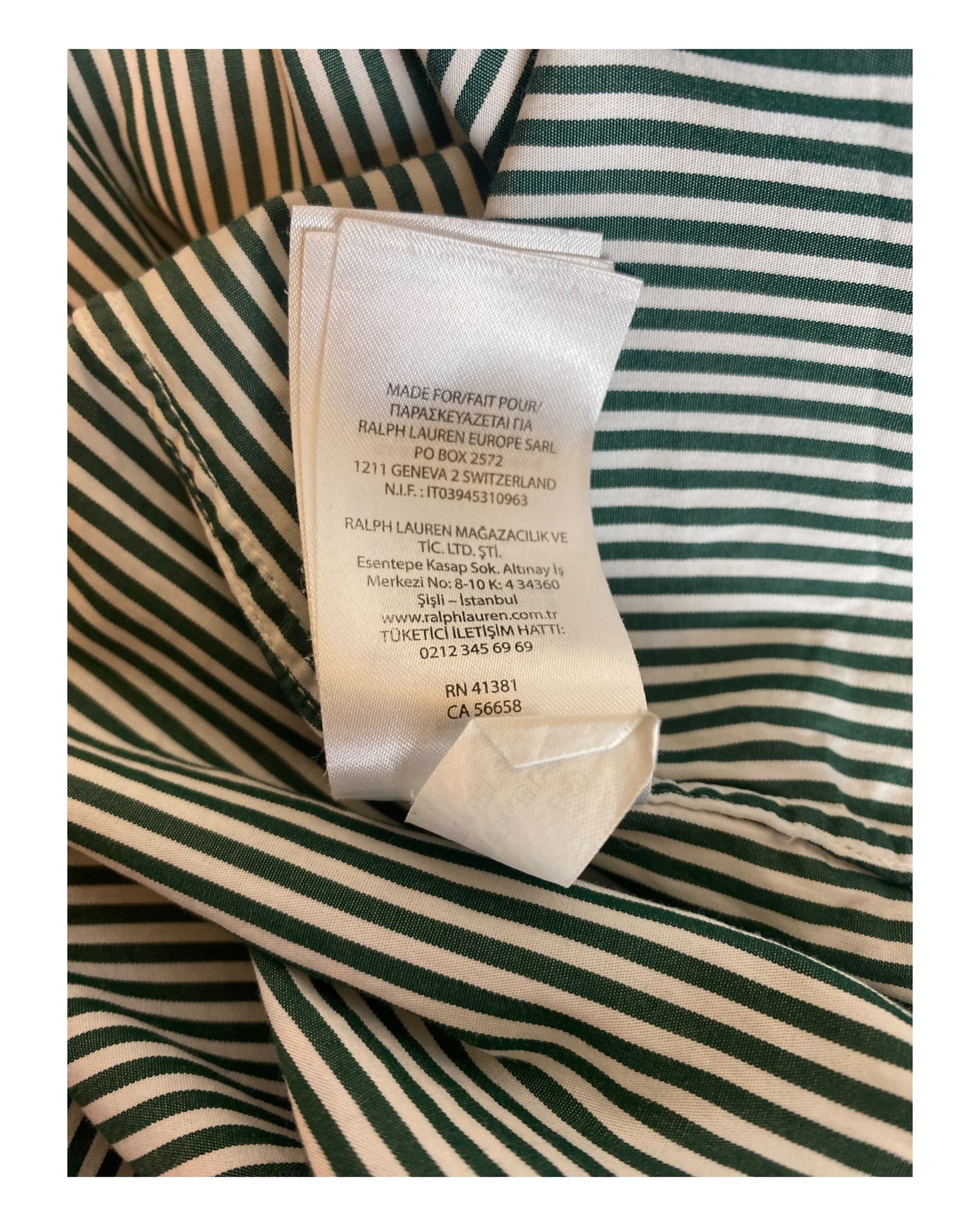 Polo Ralph Lauren shirt green white striped size M