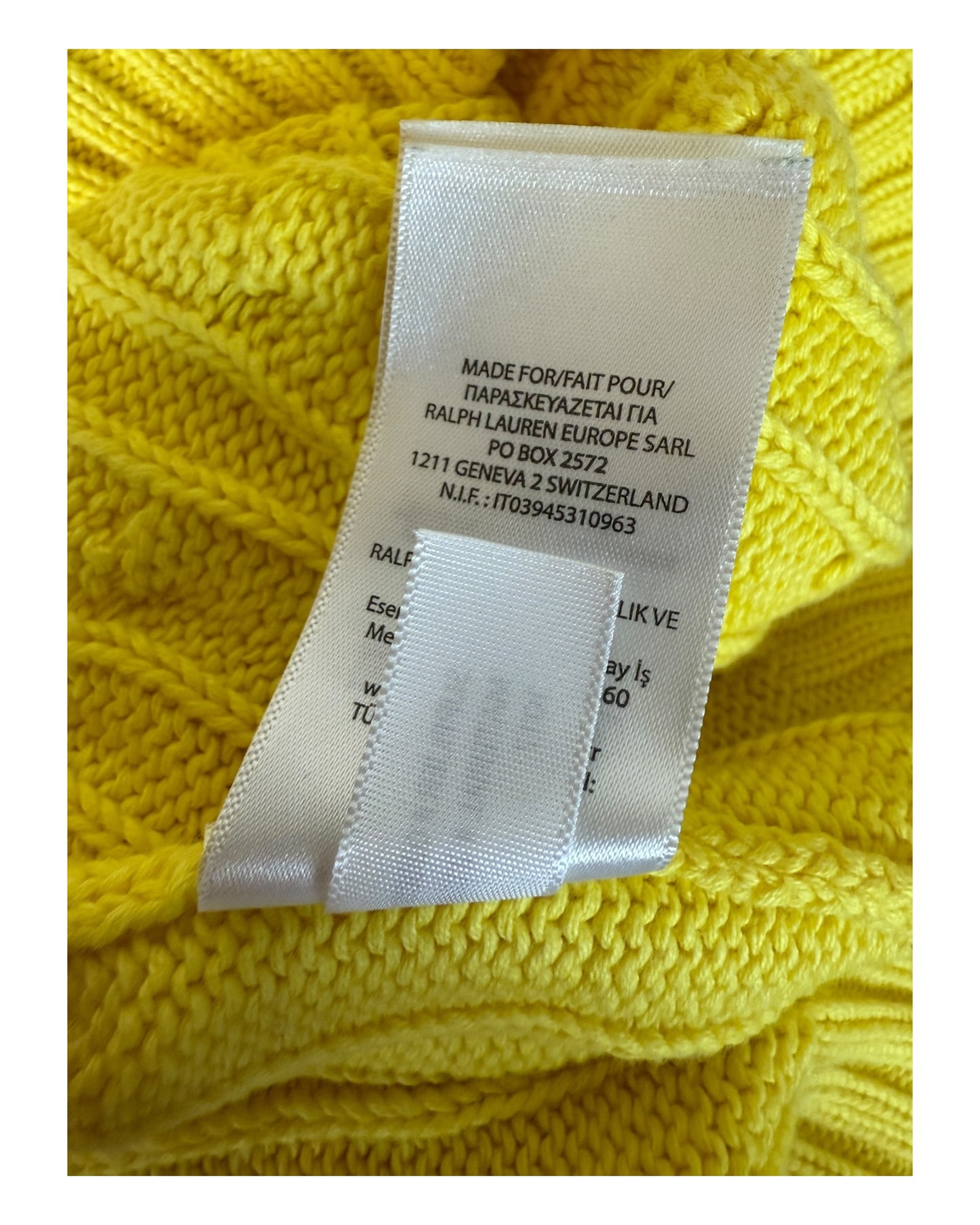 Polo Ralph Lauren Zopfmuster Pullover gelb Größe S