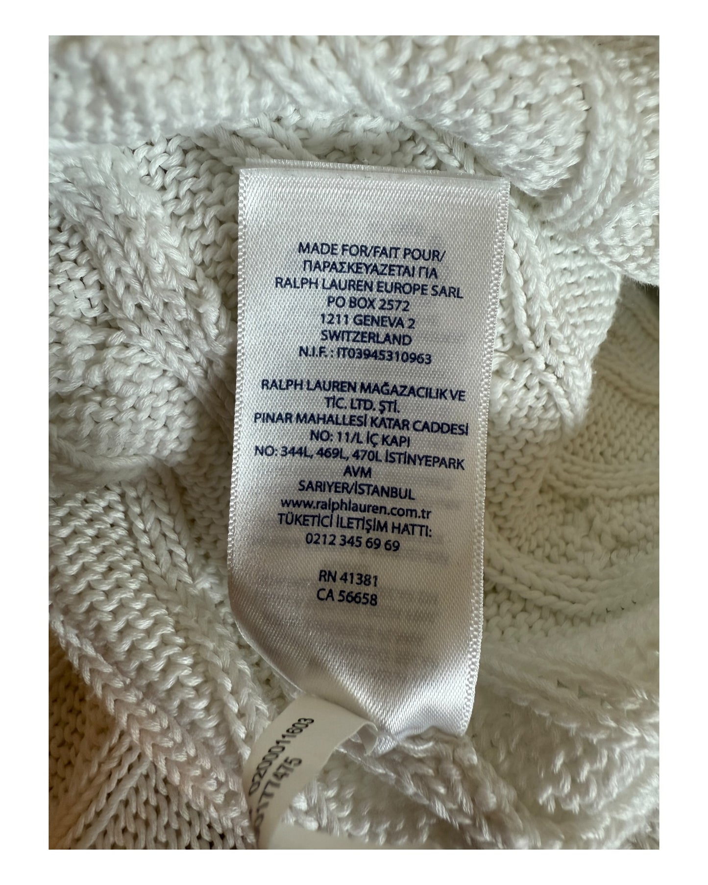 Polo Ralph Lauren Zopfmuster Cardigan weiss Größe M