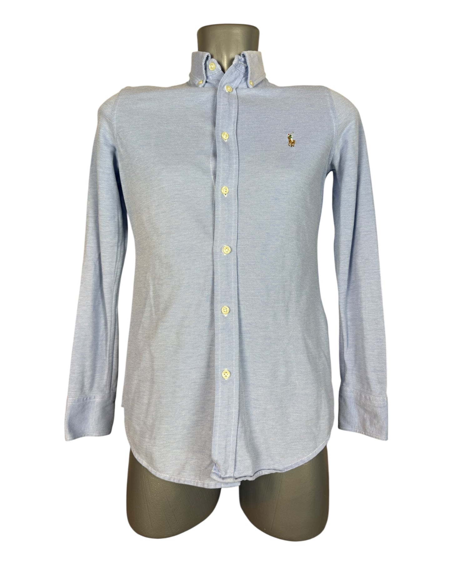 Polo Ralph Lauren Knit Oxford Bluse hellblau Größe M