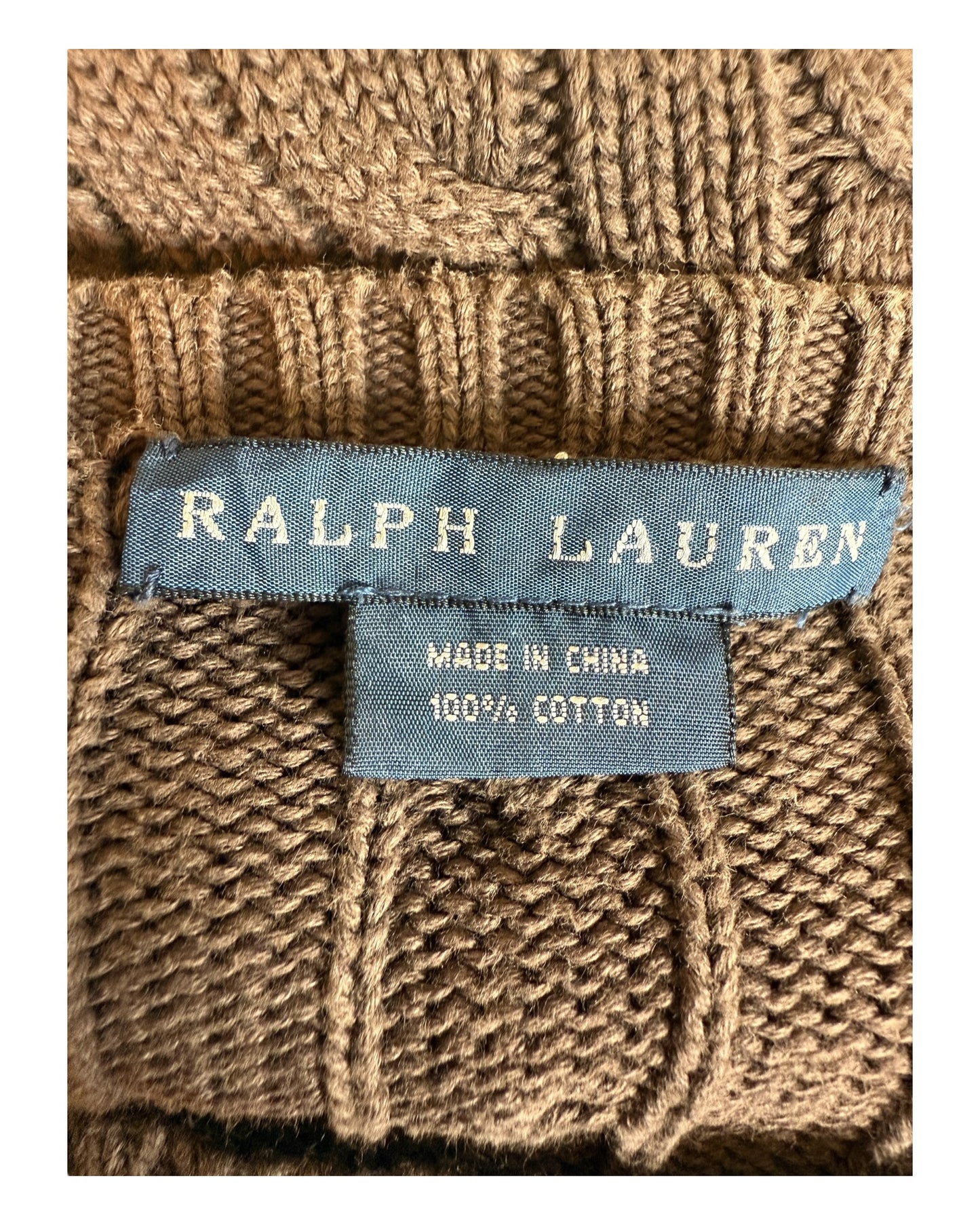 Polo Ralph Lauren Zopfmuster Pullover braun Größe M