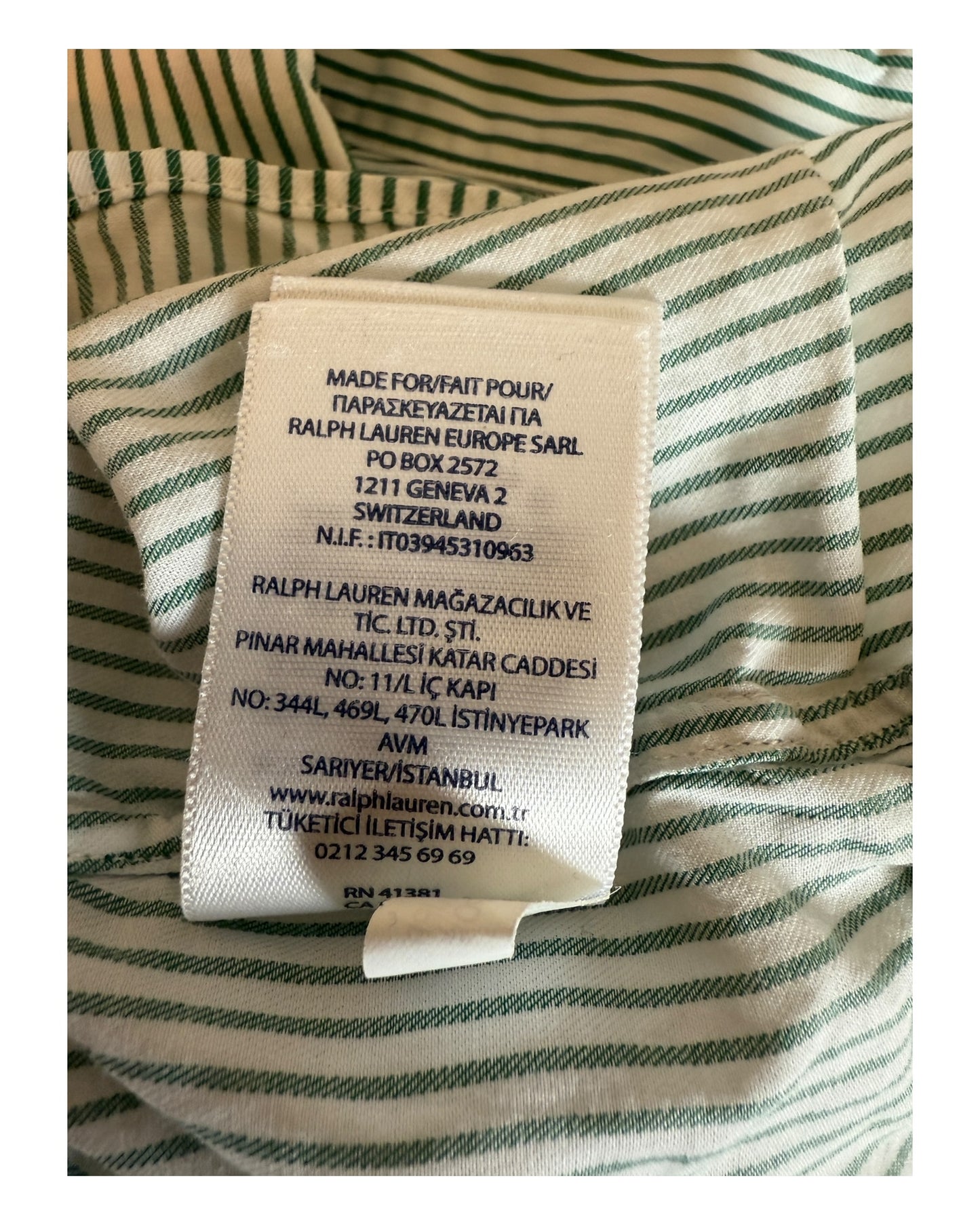 Polo Ralph Lauren Hemd grün weiß gestreift Größe M