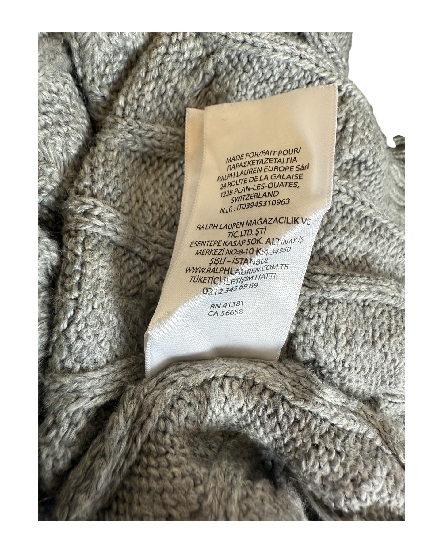 Polo Ralph Lauren Zopfmuster Pullover grau Größe M