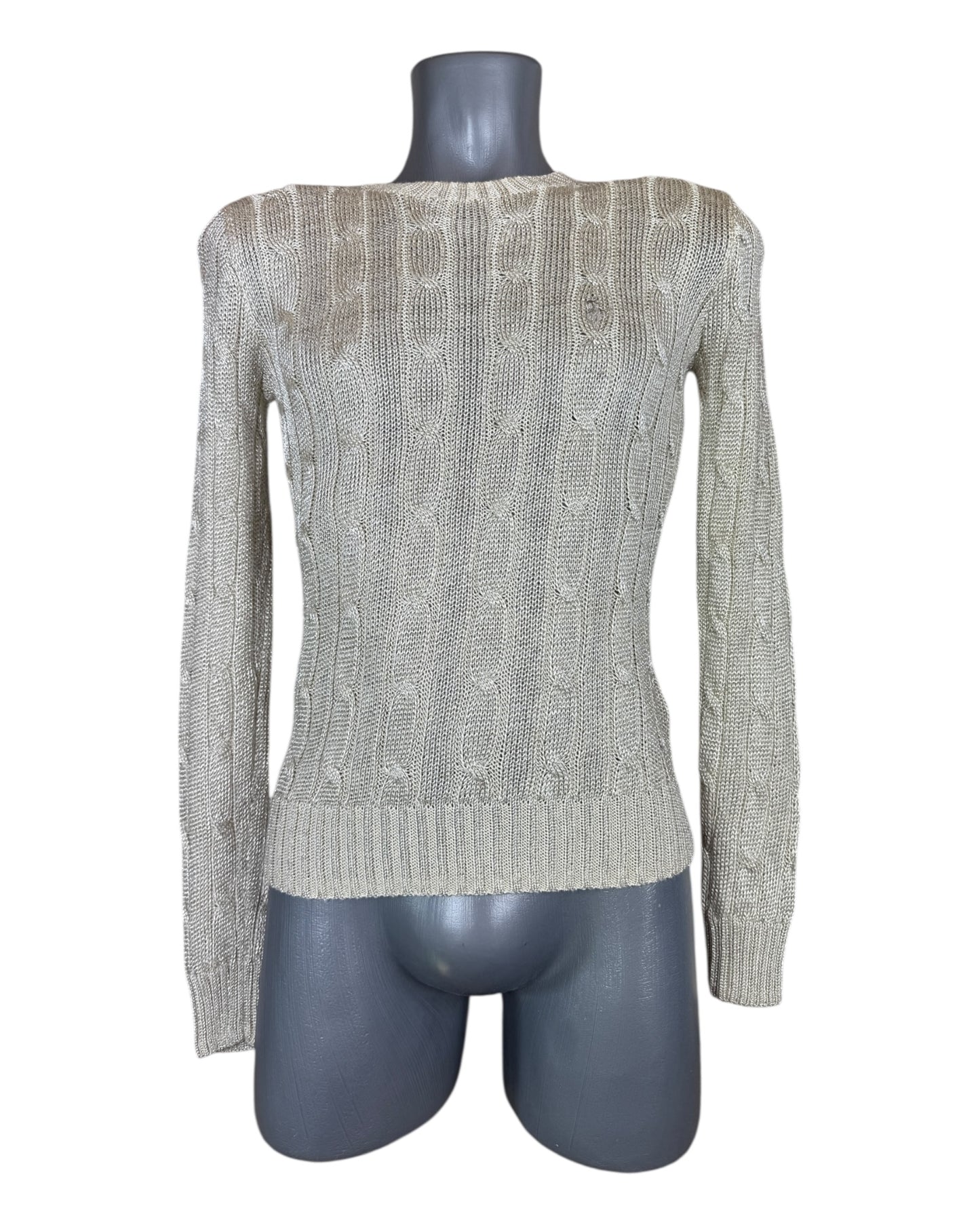 Polo Ralph Lauren Zopfmuster Pullover beige Größe S