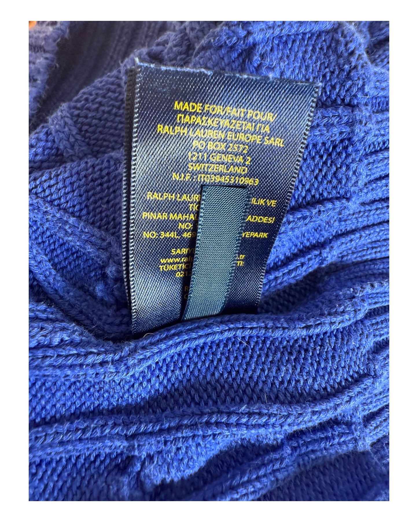 Polo Ralph Lauren Zopfmuster Pullover blau Größe M