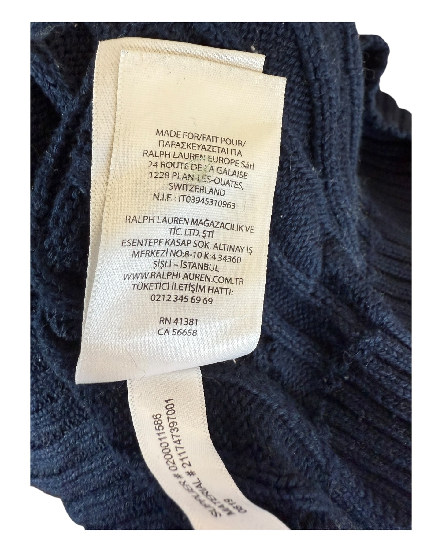 Polo Ralph Lauren Zopfmuster Pullover marineblau Größe S