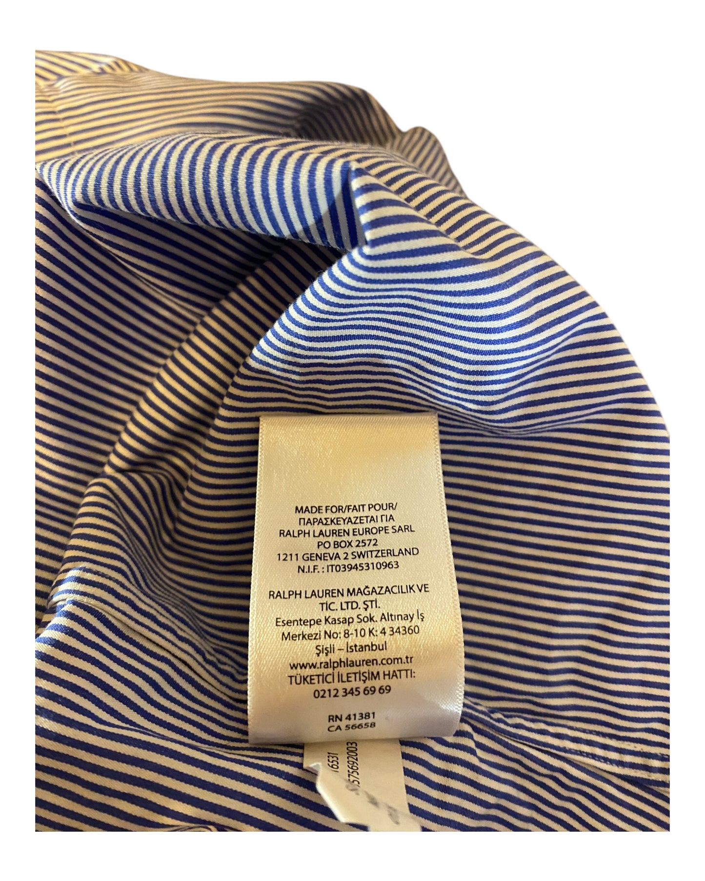 Polo Ralph Lauren shirt blue white striped size M