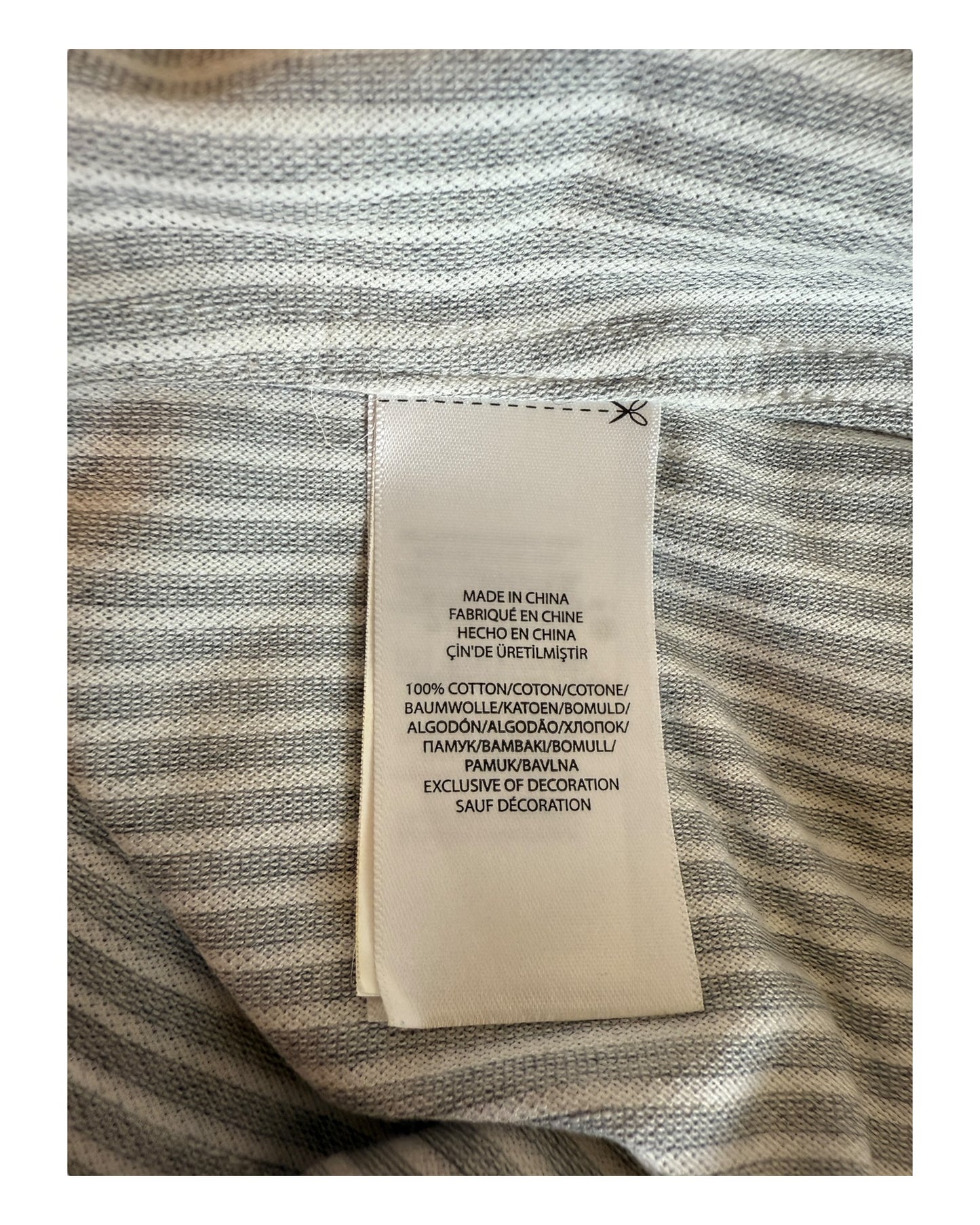 Polo Ralph Lauren Knit Oxford Bluse grau weiß gestreift Größe L