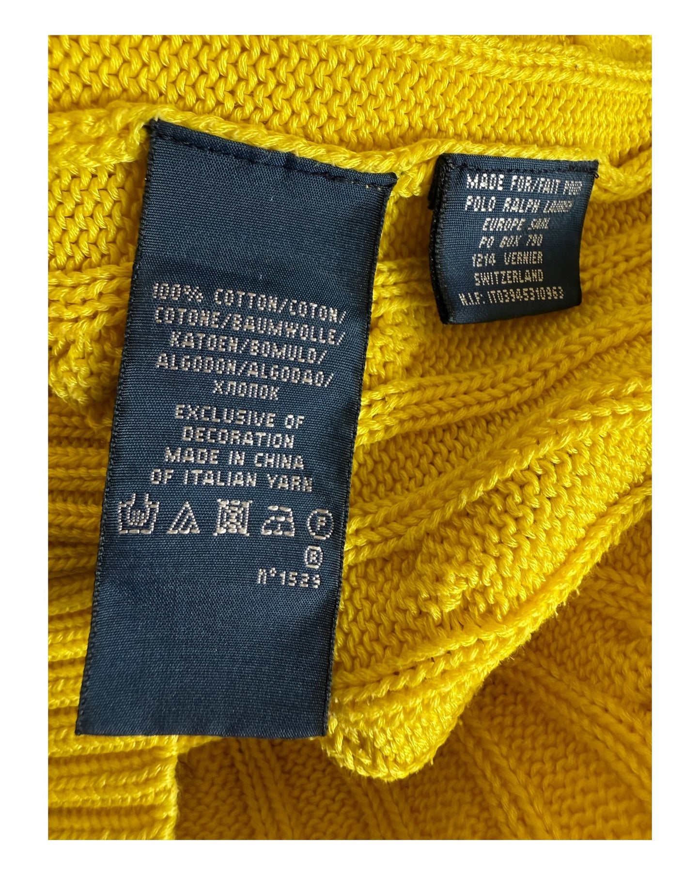 Polo Ralph Lauren Zopfmuster Cardigan gelb Größe S