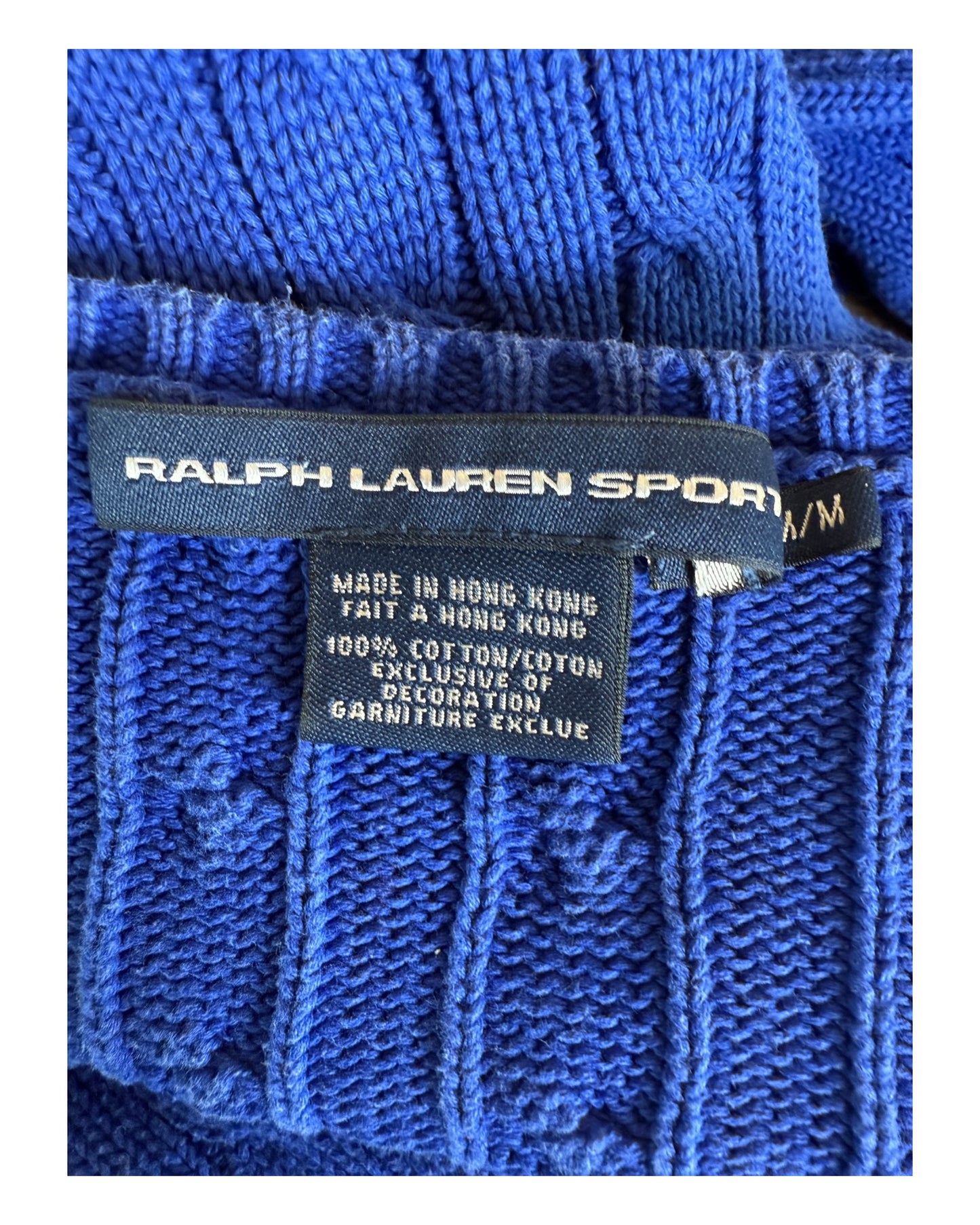 Polo Ralph Lauren Zopfmuster Pullover royalblau Größe M