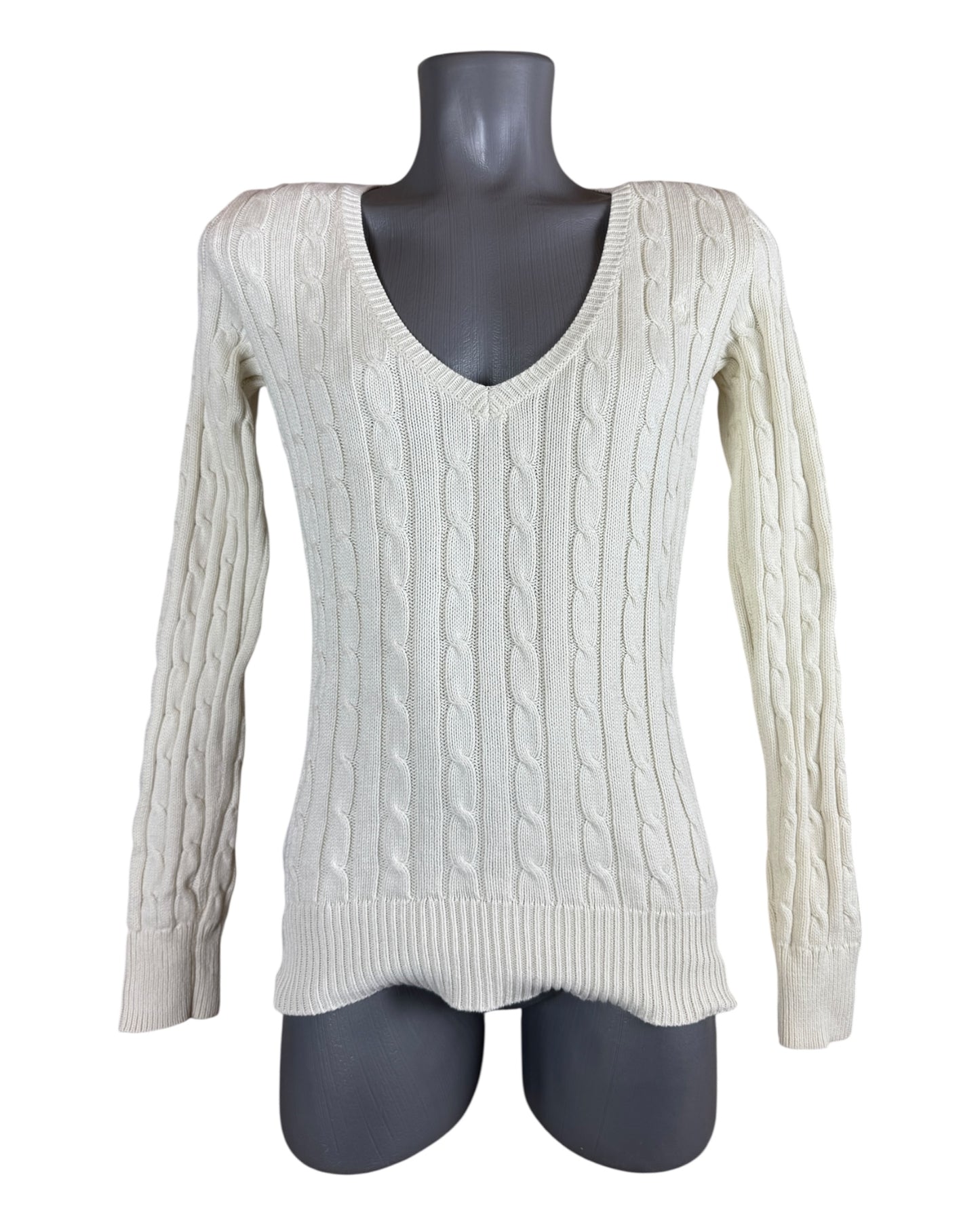 Polo Ralph Lauren Zopfmuster Pullover creme Größe M