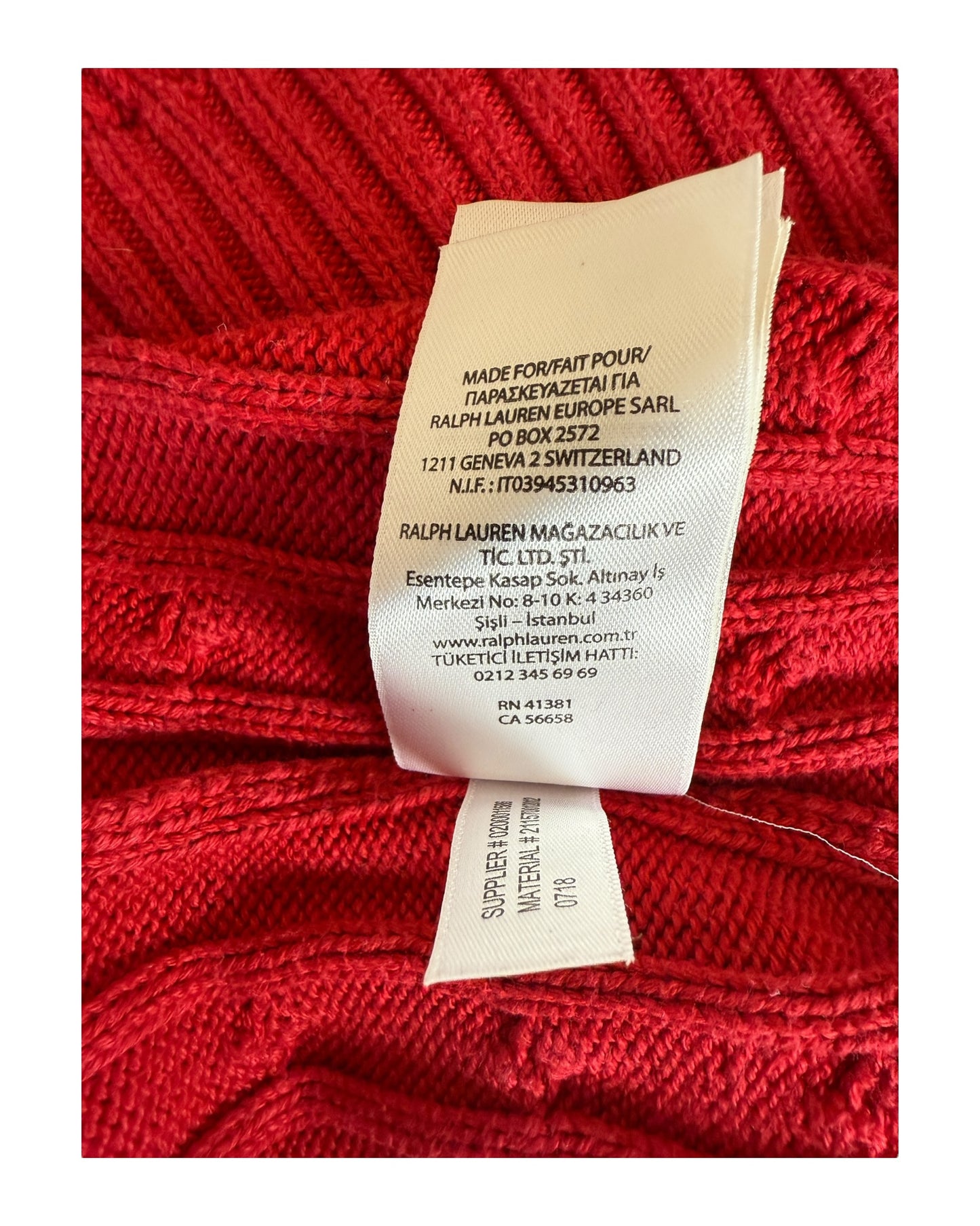 Polo Ralph Lauren Zopfmuster Pullover rot Größe S