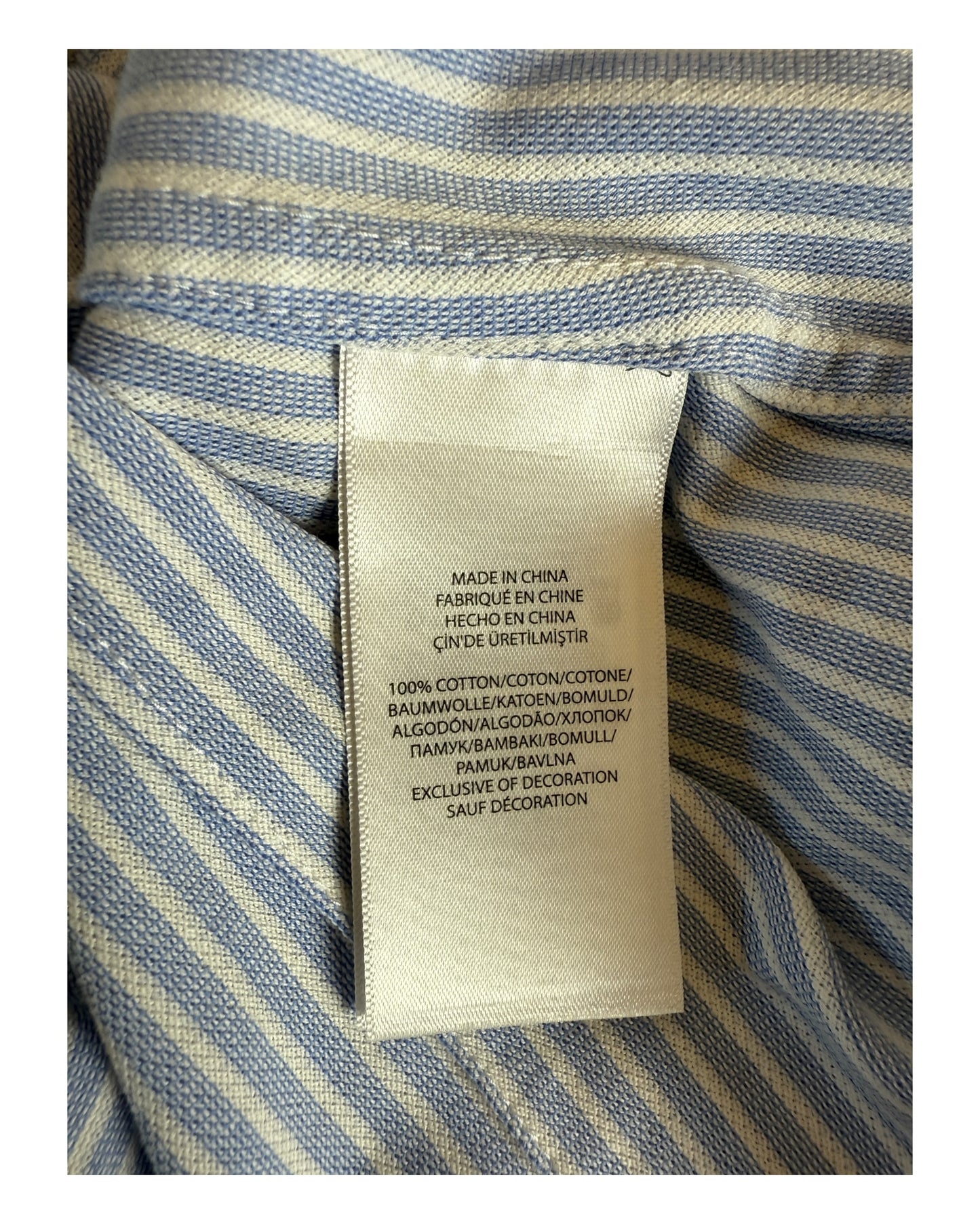 Polo Ralph Lauren Knit Oxford Bluse hellblau weiß gestreift Größe S