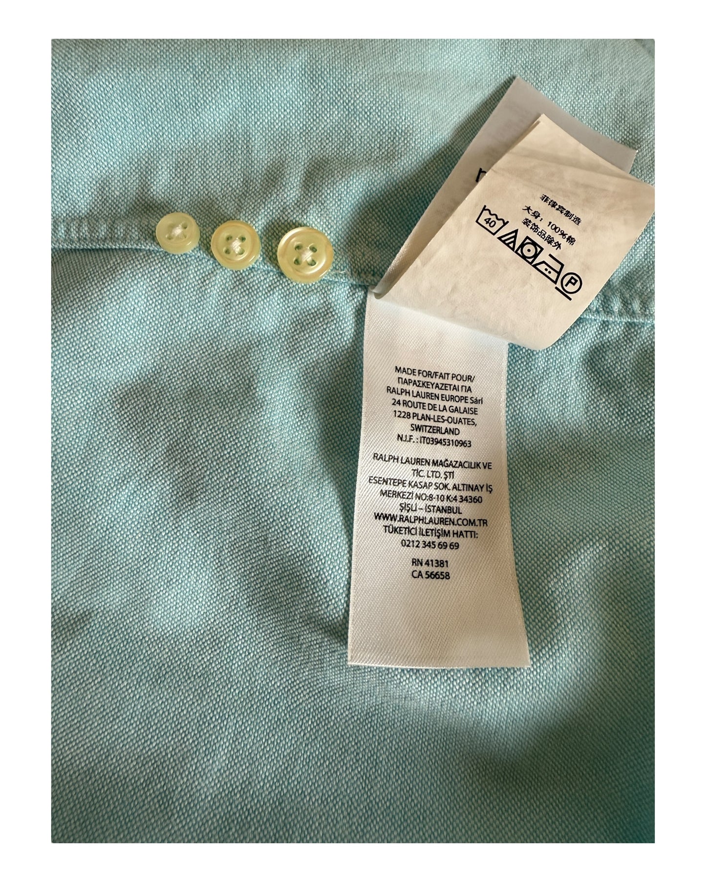Polo Ralph Lauren Oxfordhemd türkis Größe L