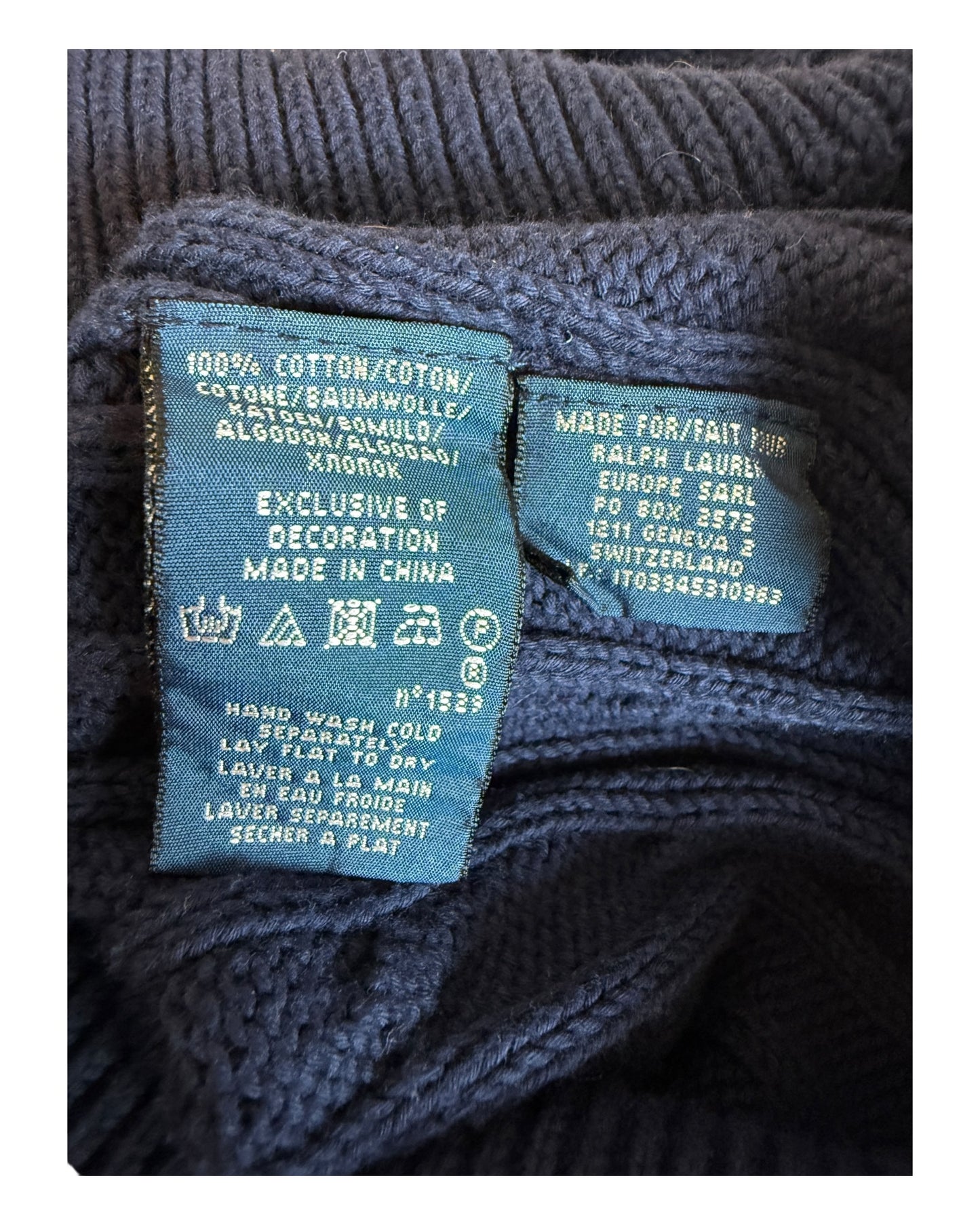 Polo Ralph Lauren Zopfmuster Pullover marineblau Größe L