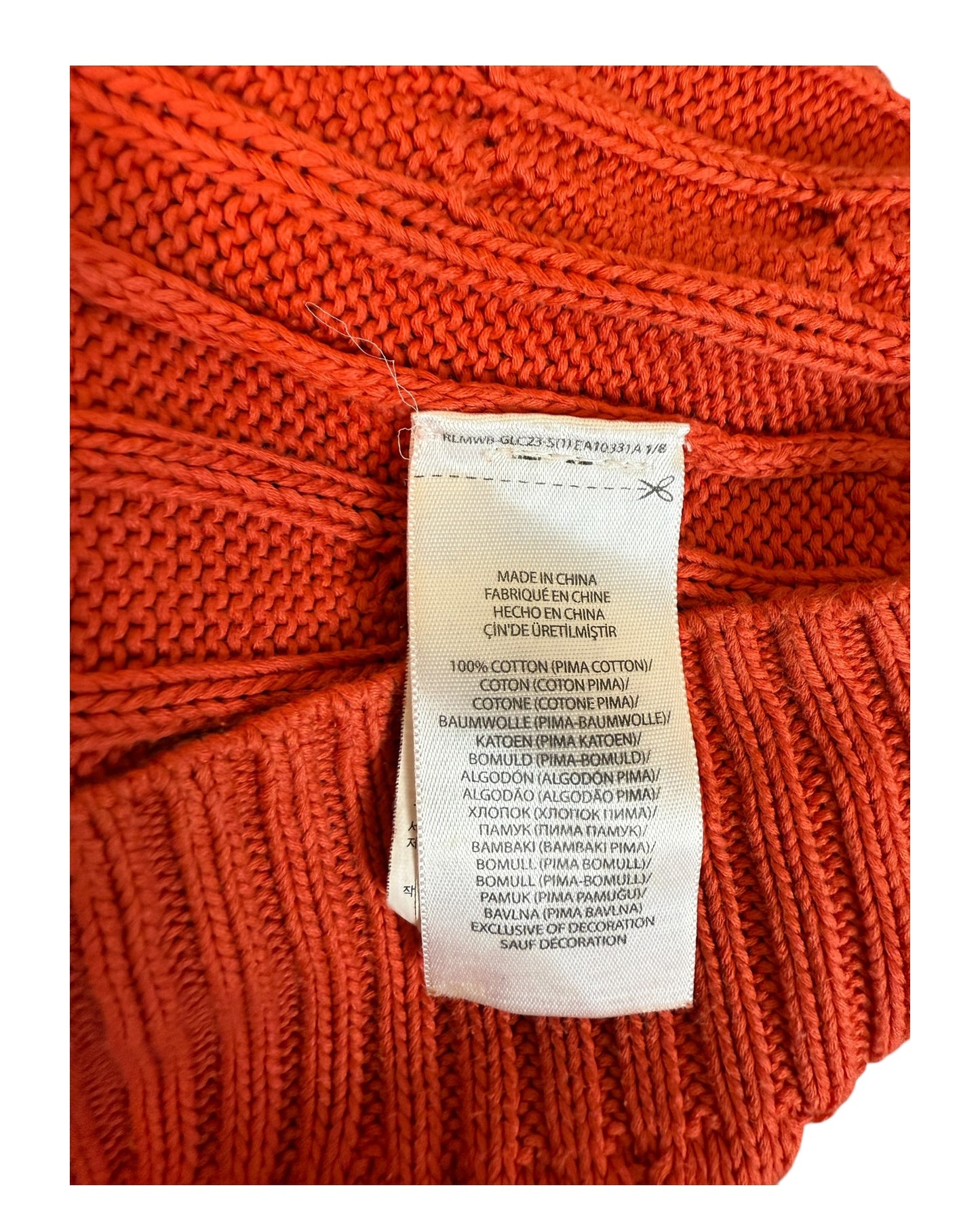 Polo Ralph Lauren Pullover Zopfmuster orange Größer S