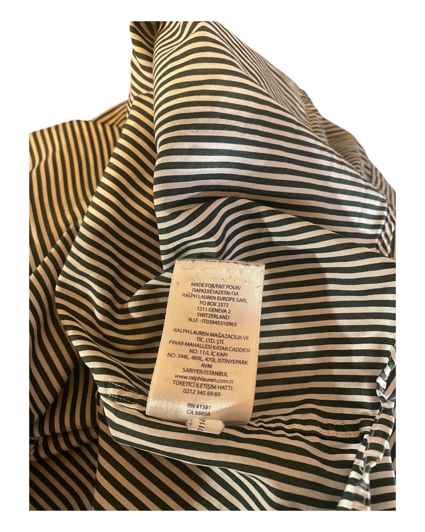 Polo Ralph Lauren shirt green white striped size M