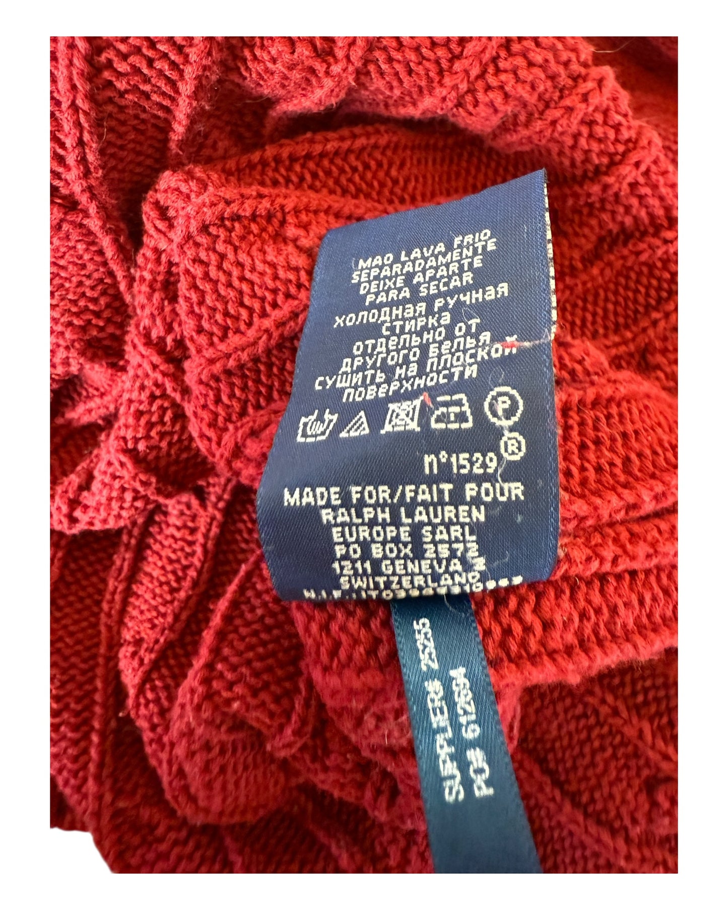 Polo Ralph Lauren Zopfmuster Pullover rot Größe M