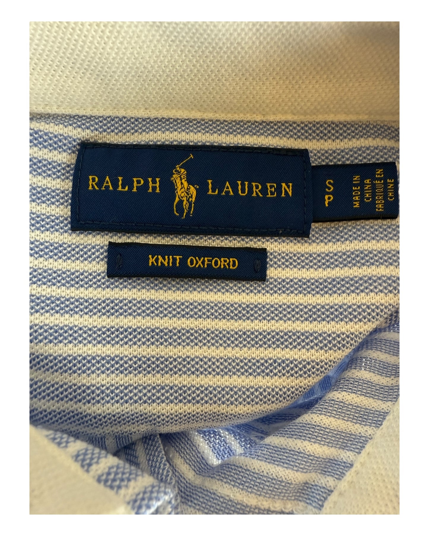 Polo Ralph Lauren Knit Oxford Bluse hellblau weiß gestreift Größe S