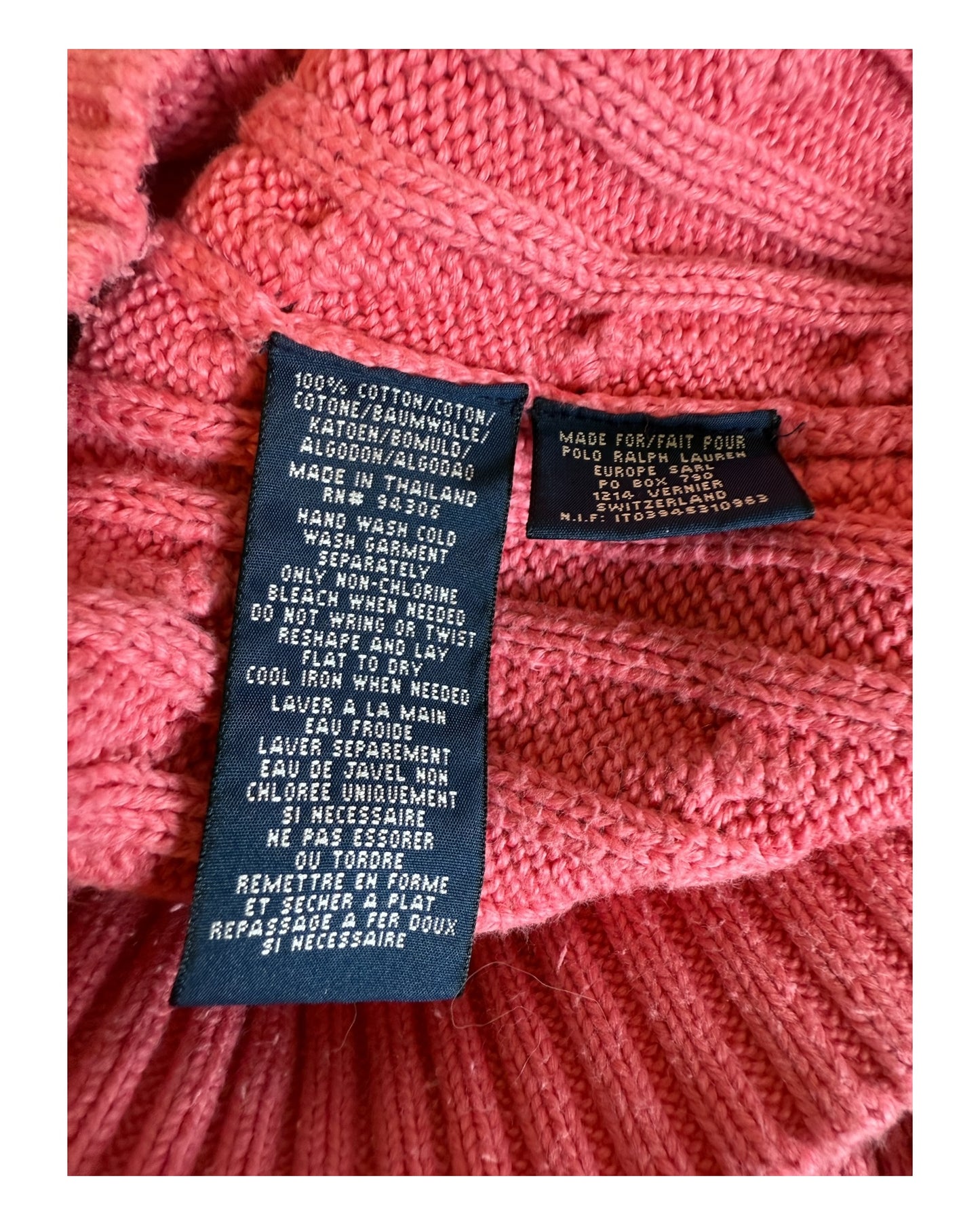 Polo Ralph Lauren Zopfmuster Pullover pink Größe S