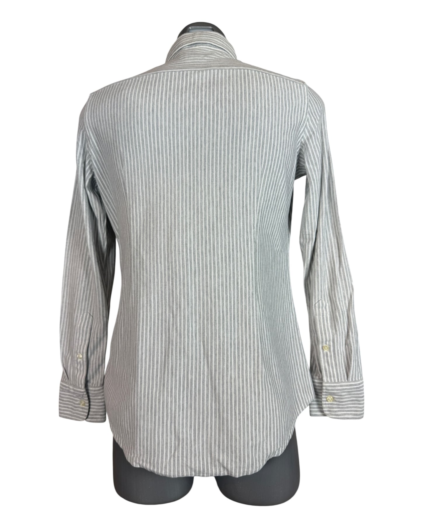 Polo Ralph Lauren Knit Oxford Bluse grau weiß gestreift Größe L