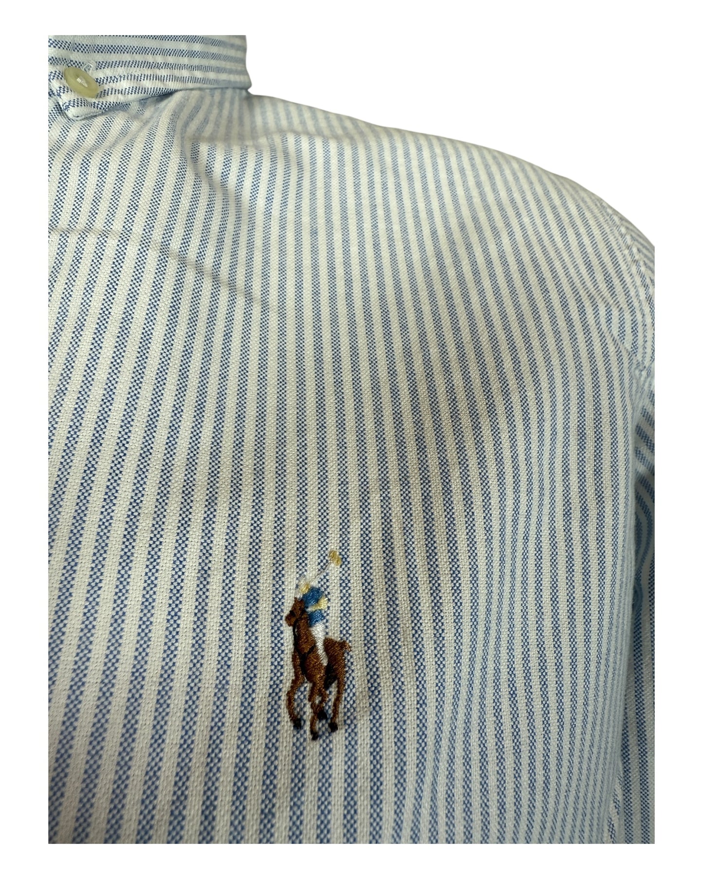 Polo Ralph Lauren Oxford Bluse hellblau weiß gestreift Größe L