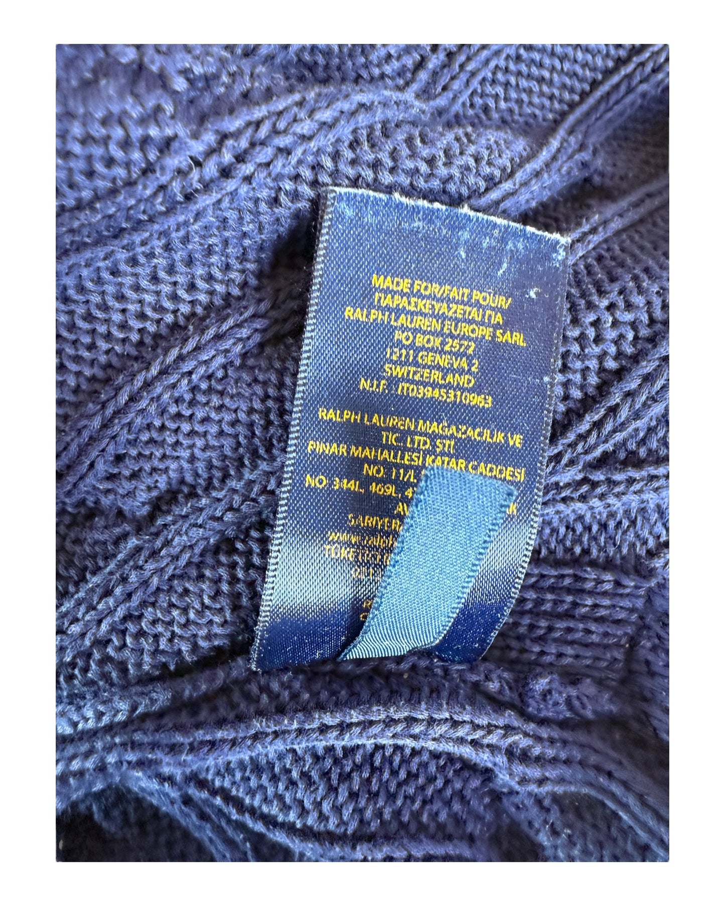 Polo Ralph Lauren Zopfmuster Pullover marineblau Größe S