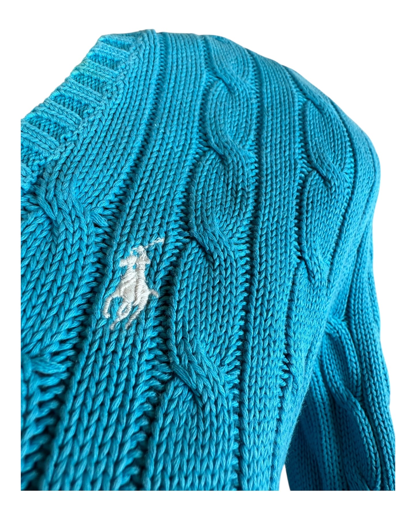 Polo Ralph Lauren Zopfmuster Pullover türkis Größe M