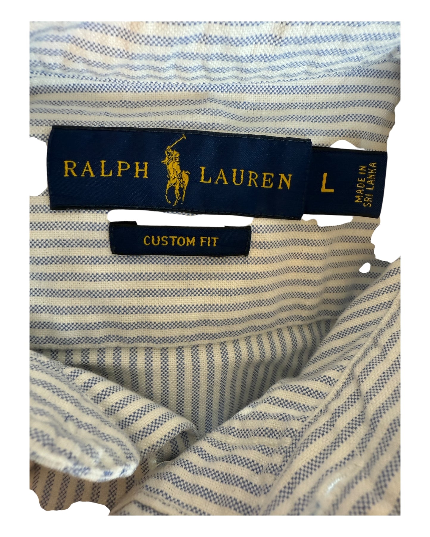 Polo Ralph Lauren Oxford Bluse hellblau weiß gestreift Größe L