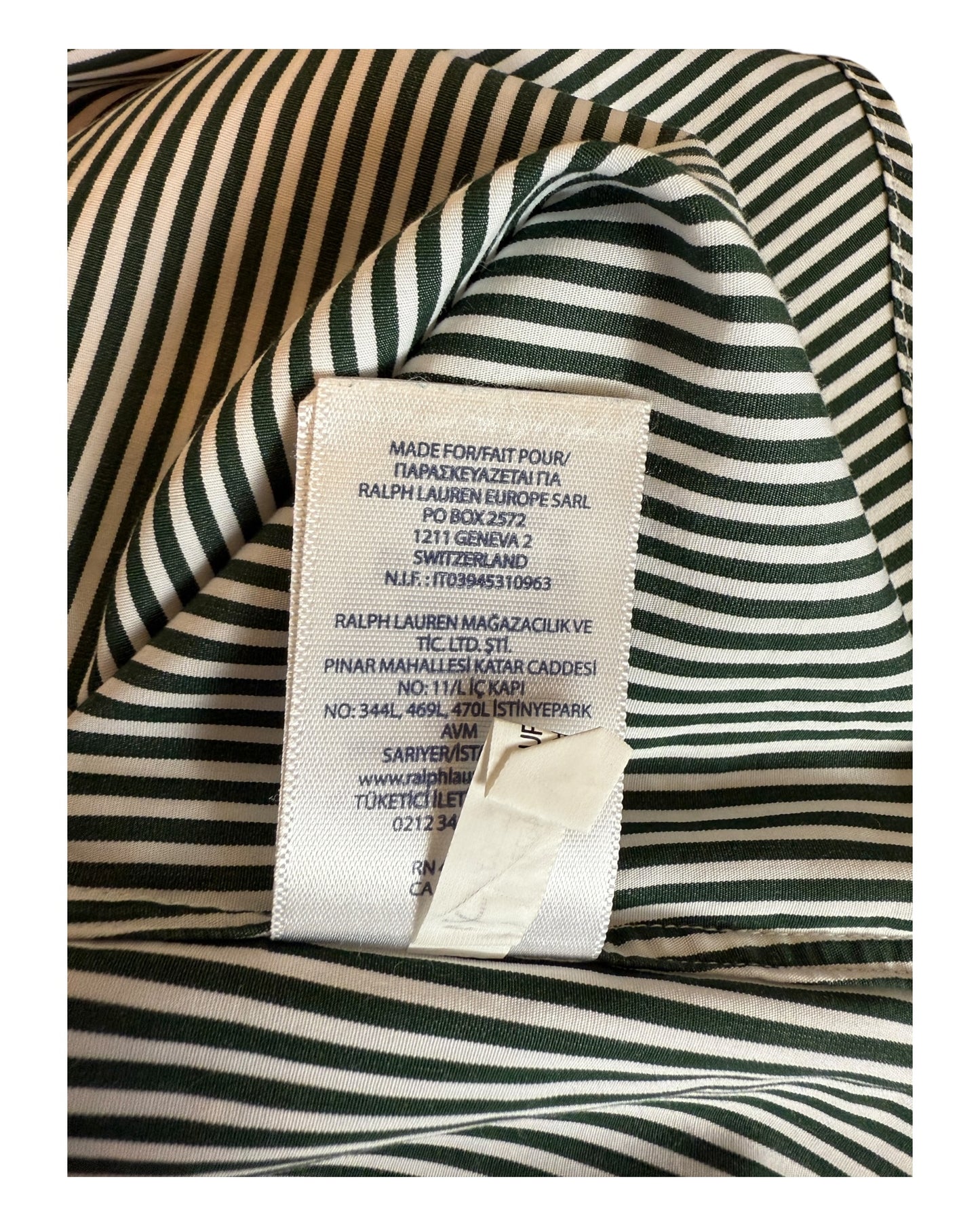 Polo Ralph Lauren Hemd grün weiß gestreift Größe M