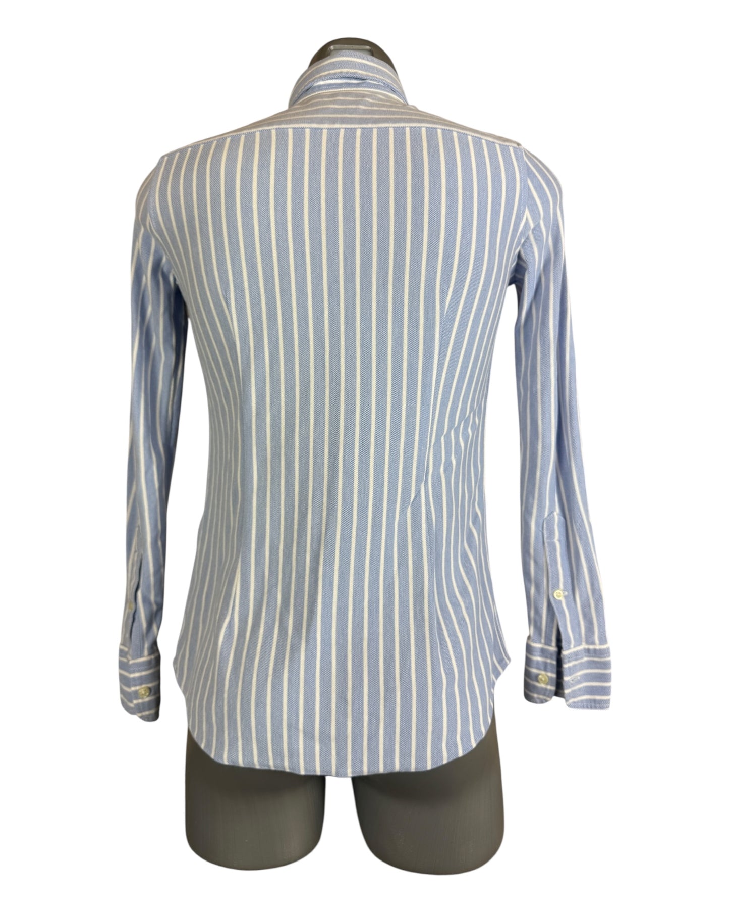 Polo Ralph Lauren Knit Oxford Bluse hellblau weiß gestreift Größe S
