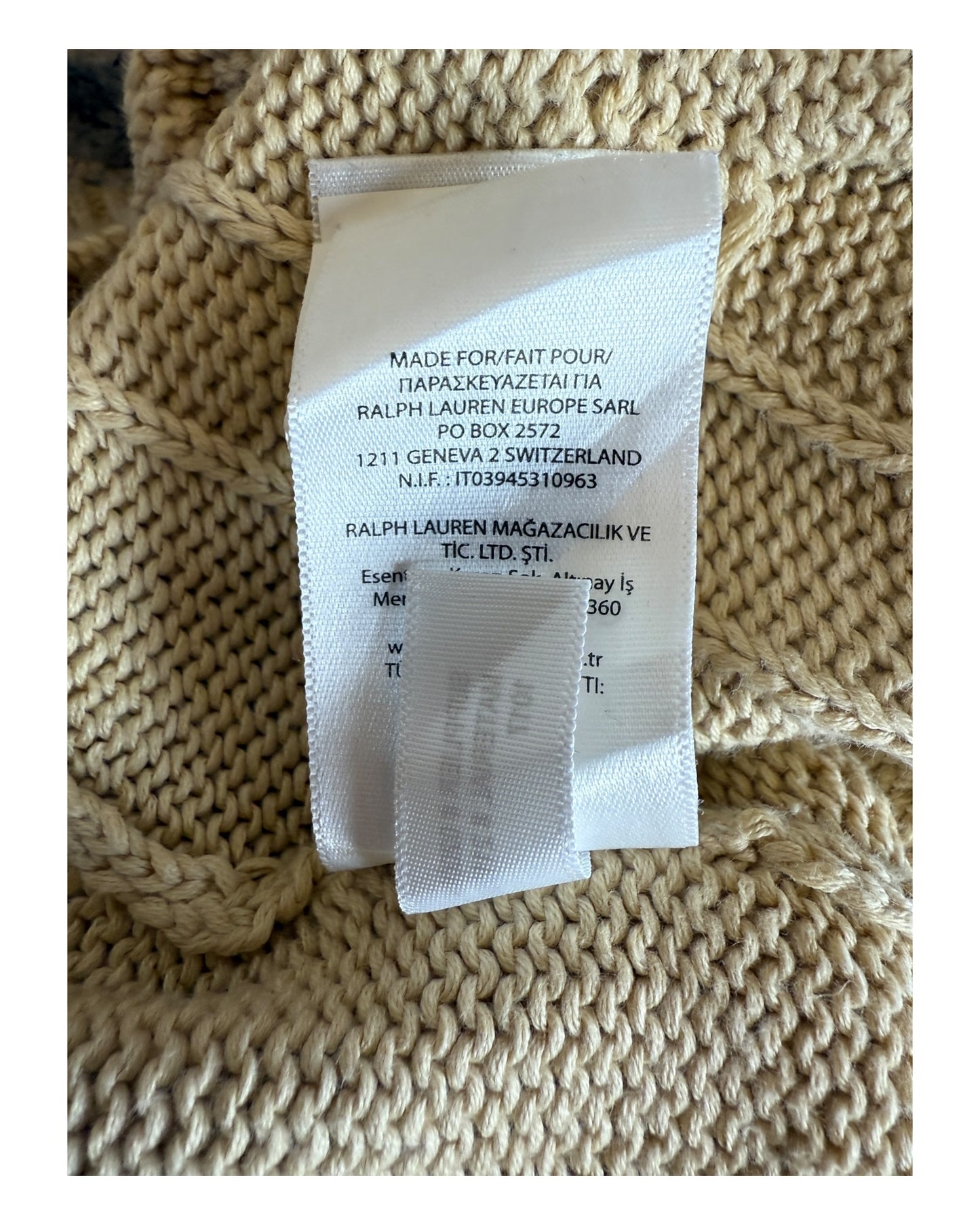 Polo Ralph Lauren Zopfmuster Pullover creme Größe S