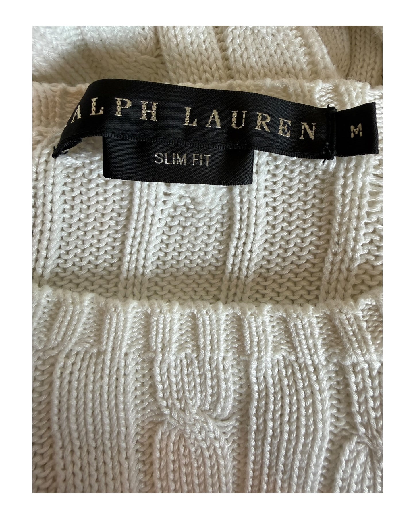 Polo Ralph Lauren Zopfmuster Pullover weiß Größe S