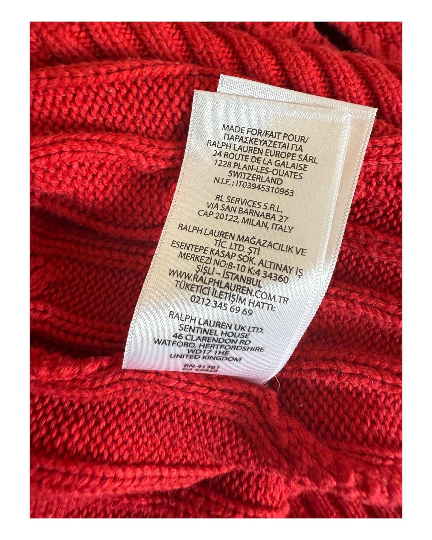 Polo Ralph Lauren Zopfmuster Pullover rot Größe M