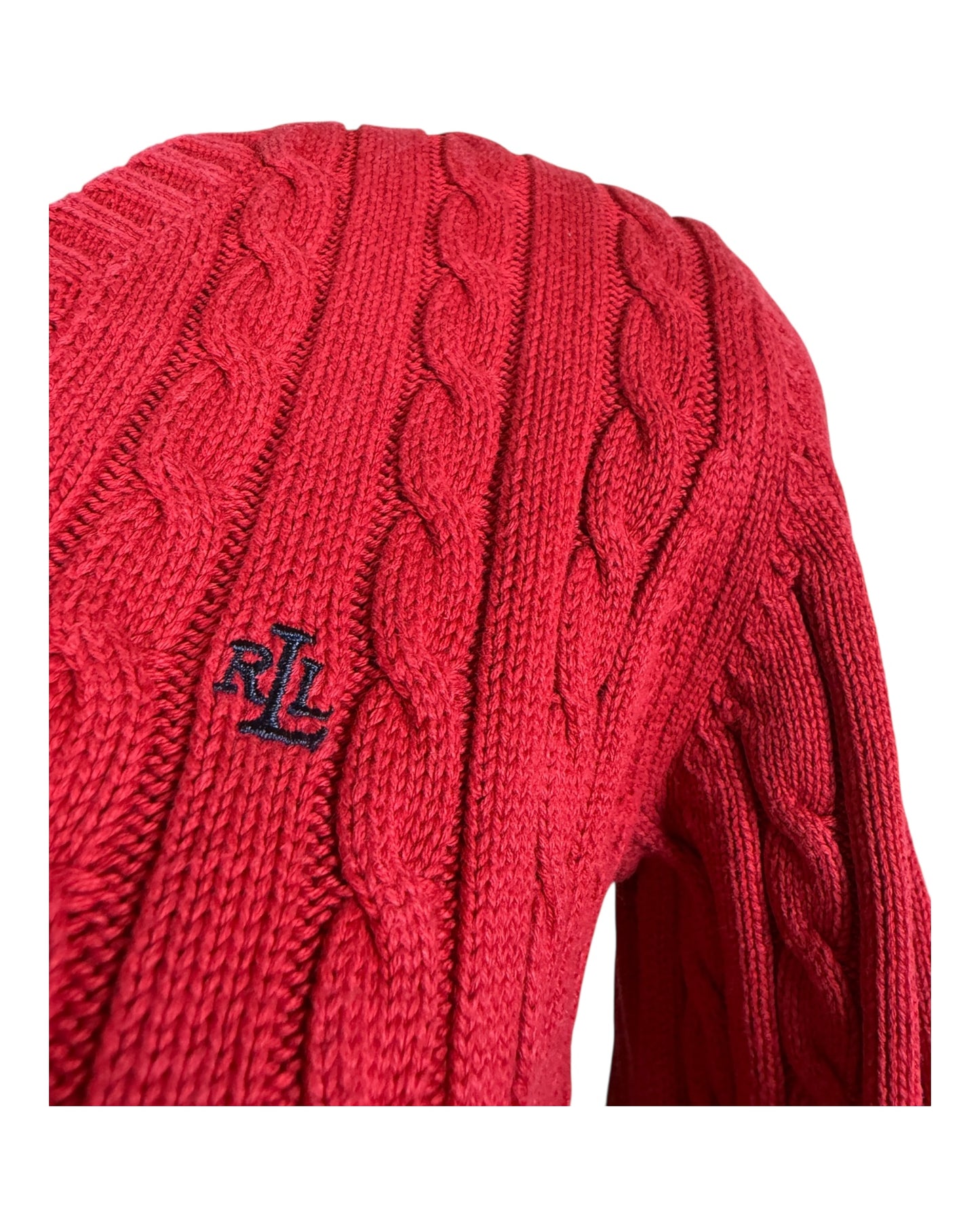 Polo Ralph Lauren Zopfmuster Pullover rot Größe S