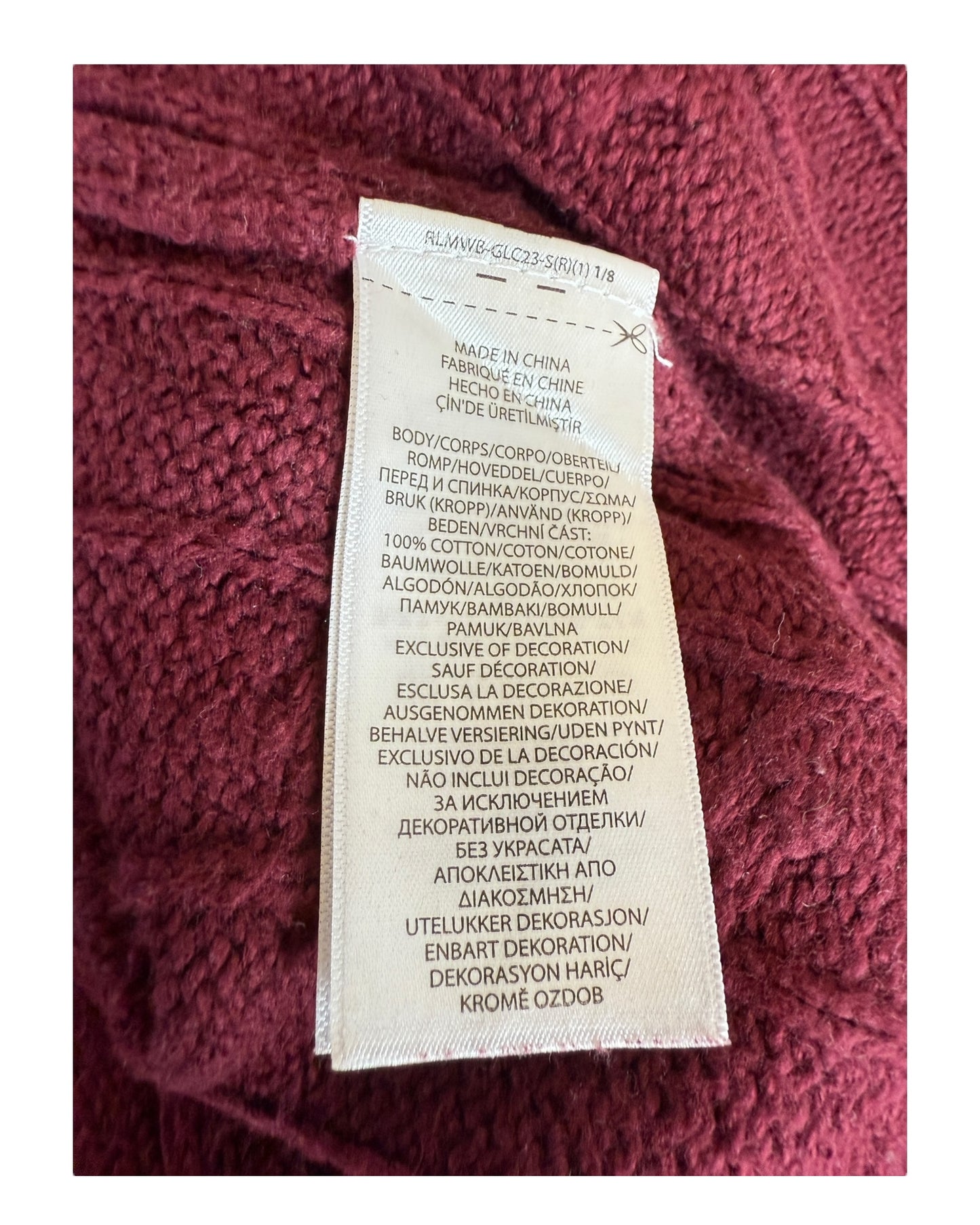 Polo Ralph Lauren Zopfmuster Pullover bordeauxrot Größe M