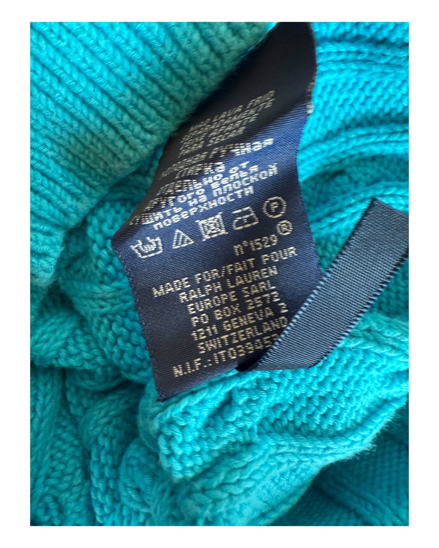 Polo Ralph Lauren Zopfmuster Pullover türkis Größe S
