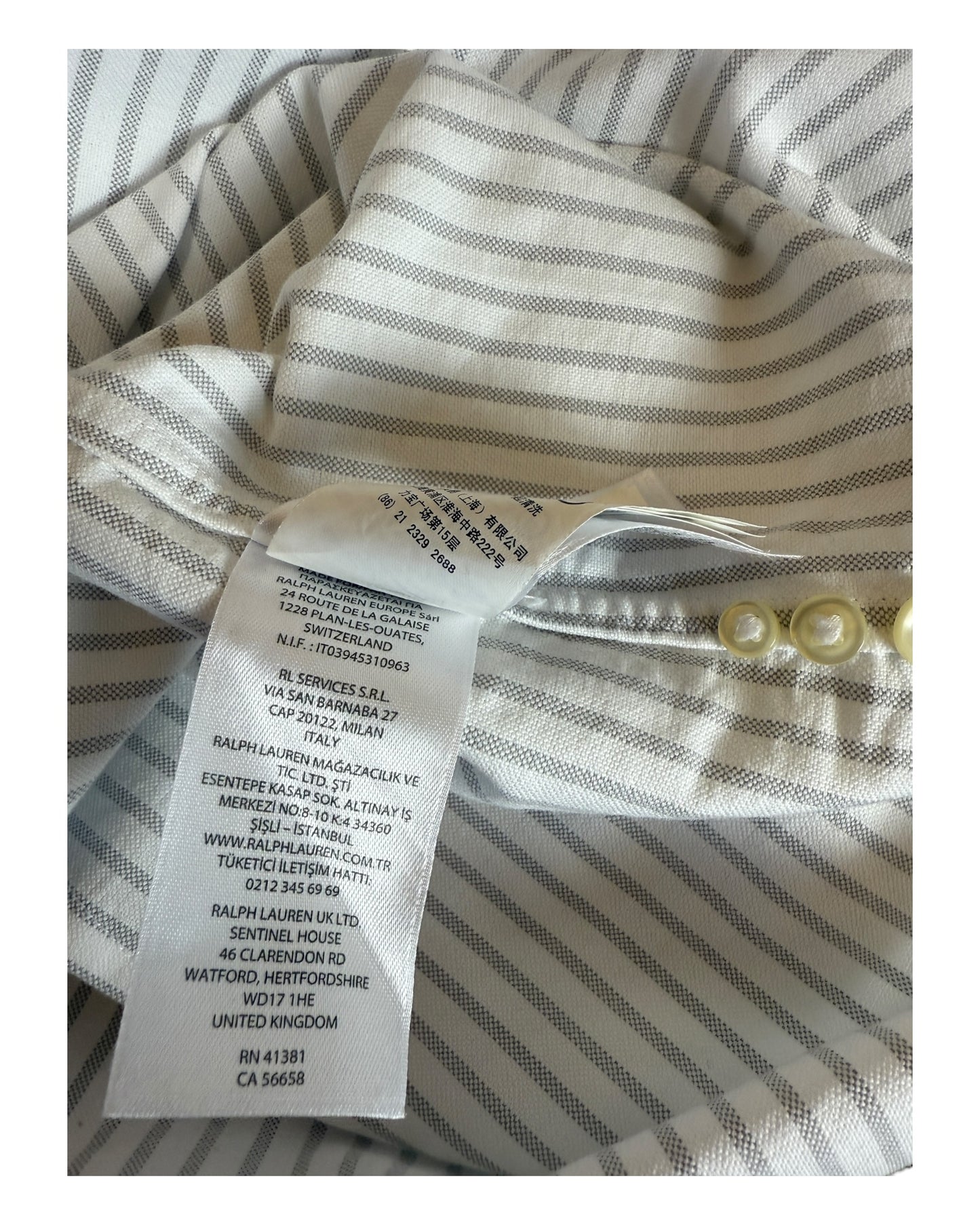Polo Ralph Lauren Oxford Bluse grau weiß gestreift Größe L