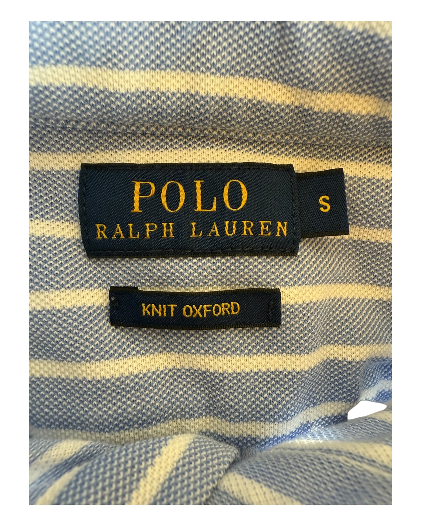 Polo Ralph Lauren Knit Oxford Bluse hellblau weiß gestreift Größe S
