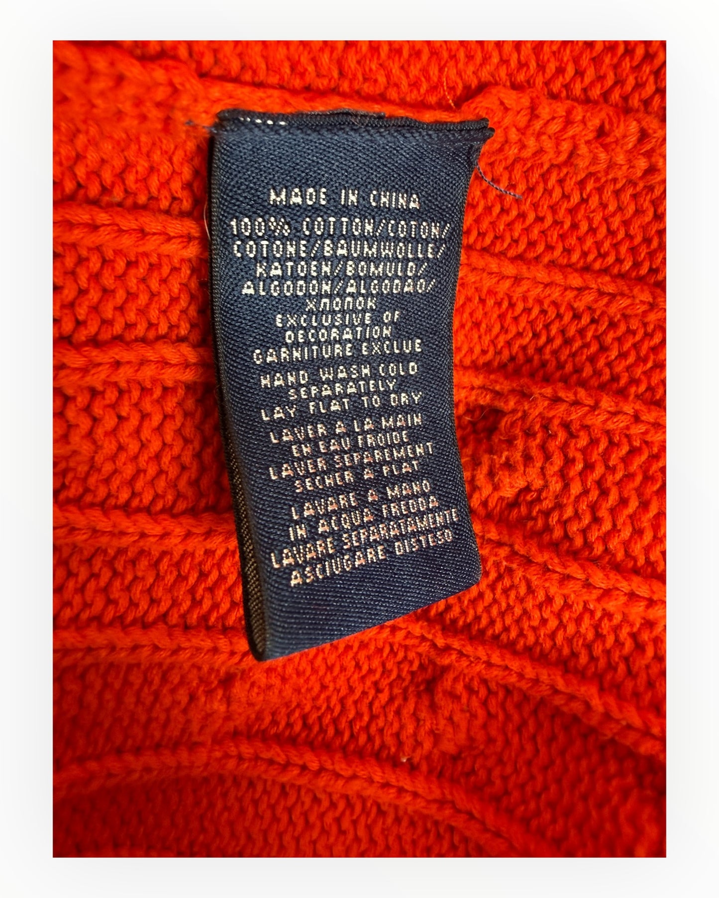 Polo Ralph Lauren Zopfmuster Pullover orange Größe S