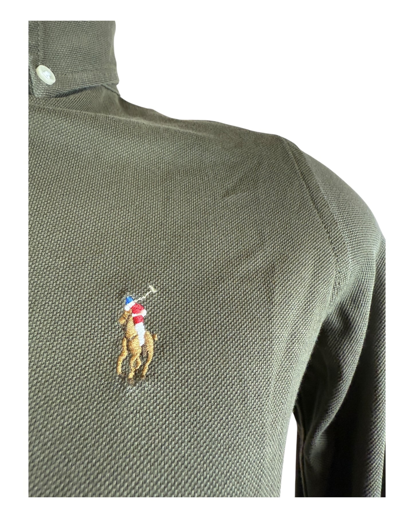 Polo Ralph Lauren Knit Oxford Bluse khaki Größe S