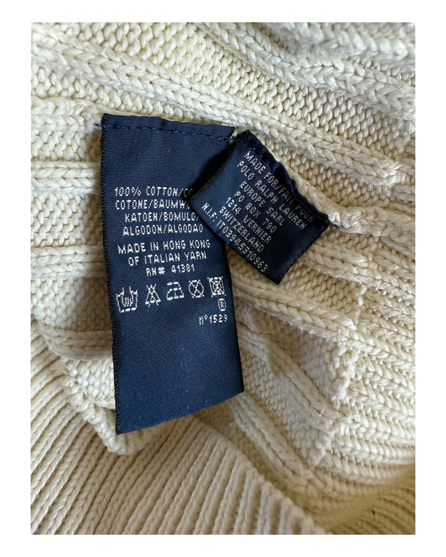 Polo Ralph Lauren Zopfmuster Pullover creme Größe M