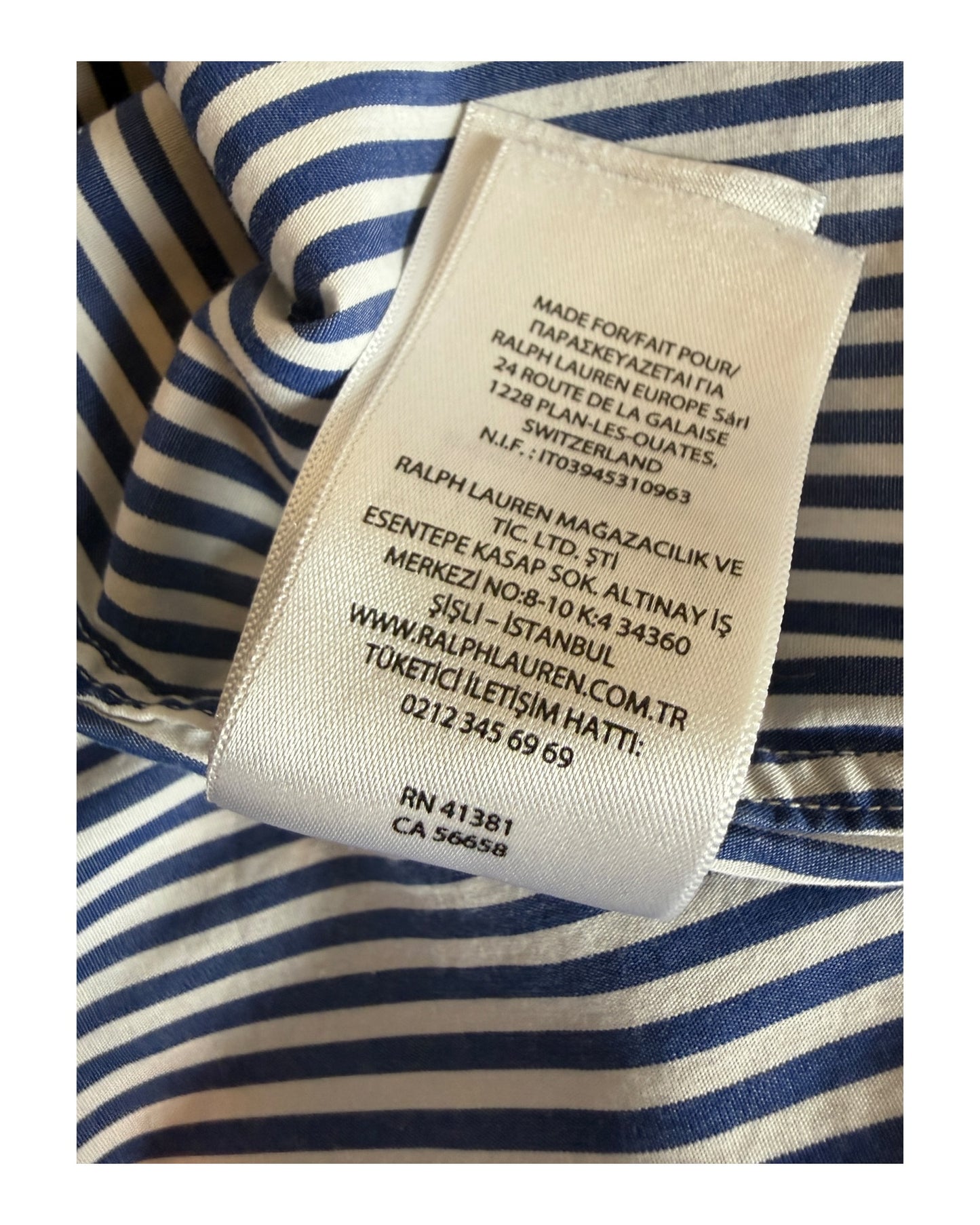 Polo Ralph Lauren Hemd blau weiß gestreift Größe L