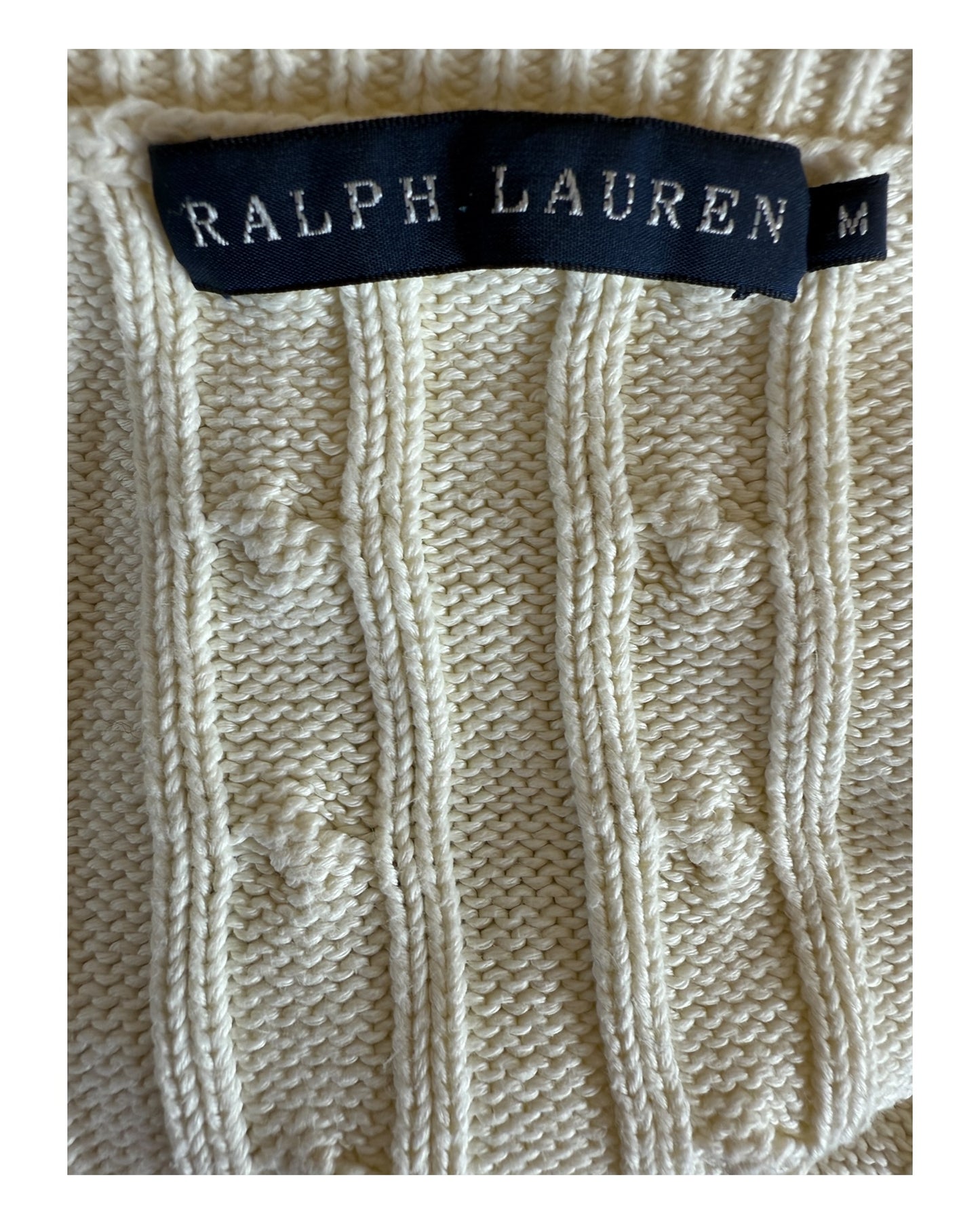 Polo Ralph Lauren Zopfmuster Pullover creme Größe M
