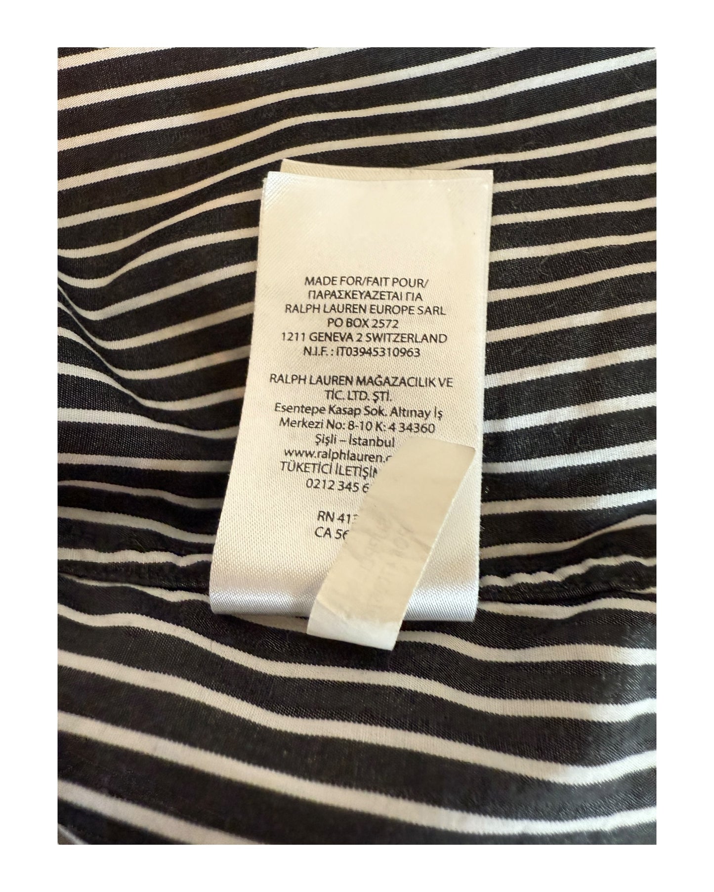 Polo Ralph Lauren Hemd schwarz weiß gestreift Größe M