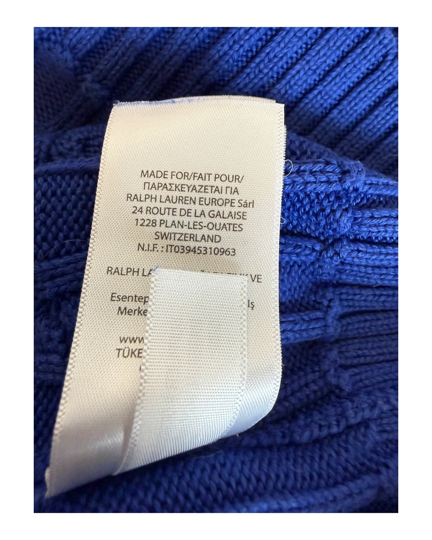 Polo Ralph Lauren Zopfmuster Pullover blau Größe M