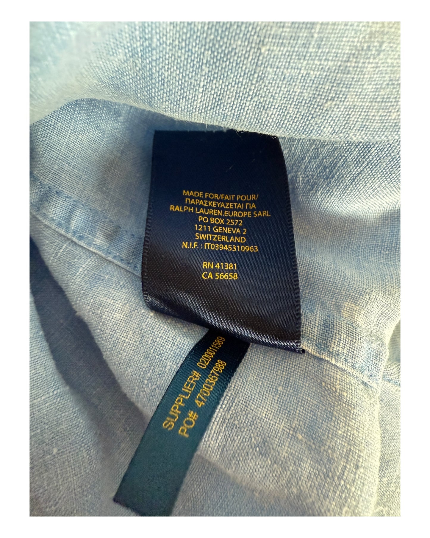 Polo Ralph Lauren Leinenhemd hellblau Größe M
