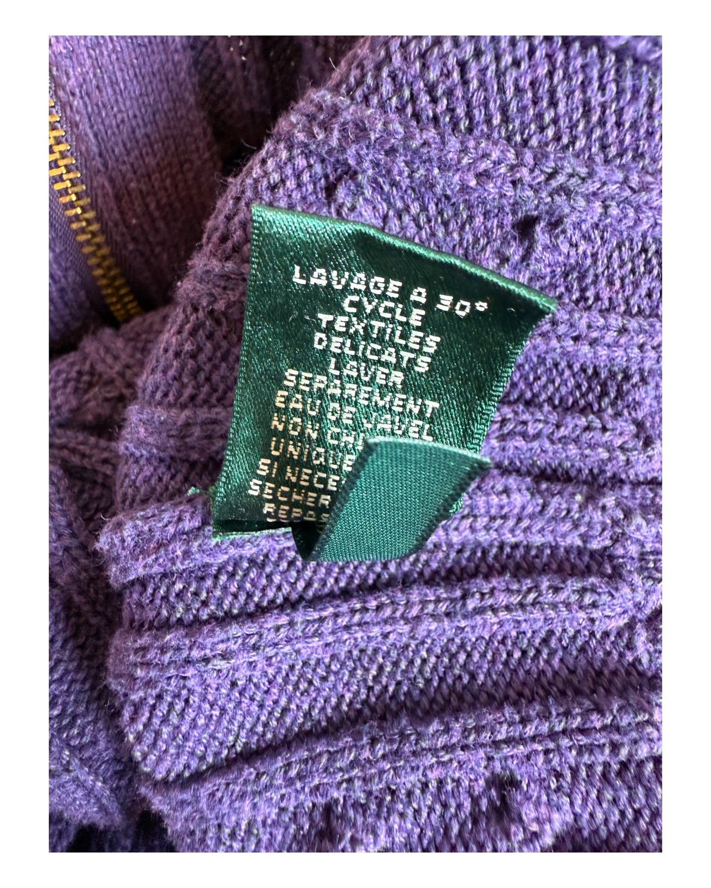 Polo Ralph Lauren Zopfmuster Strickjacke lila Größe S