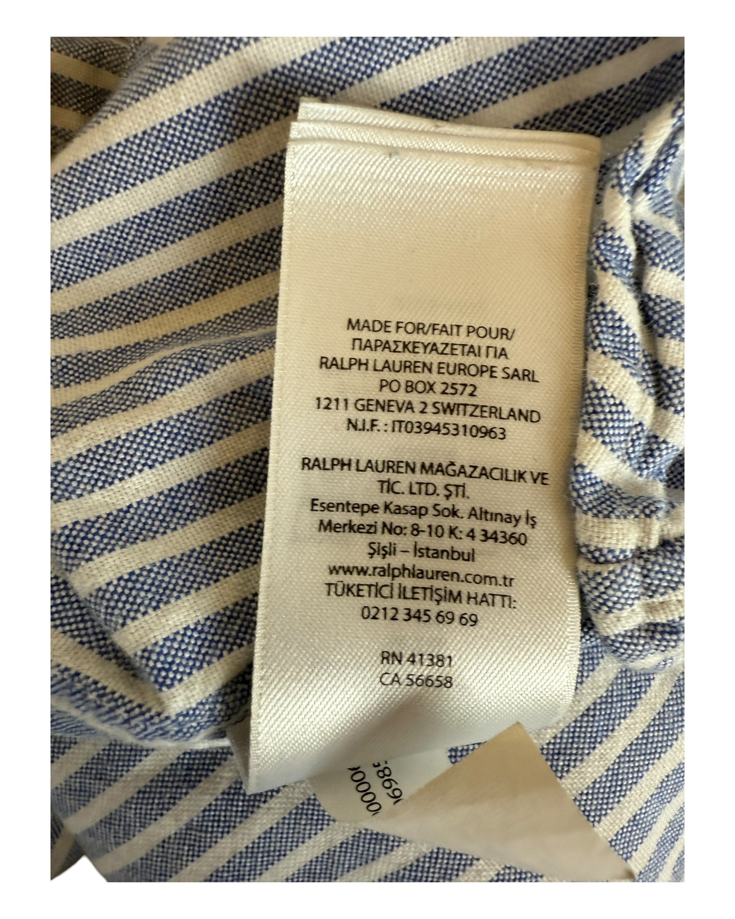 Polo Ralph Lauren Oxfordhemd hellblau weiß gestreift Größe S