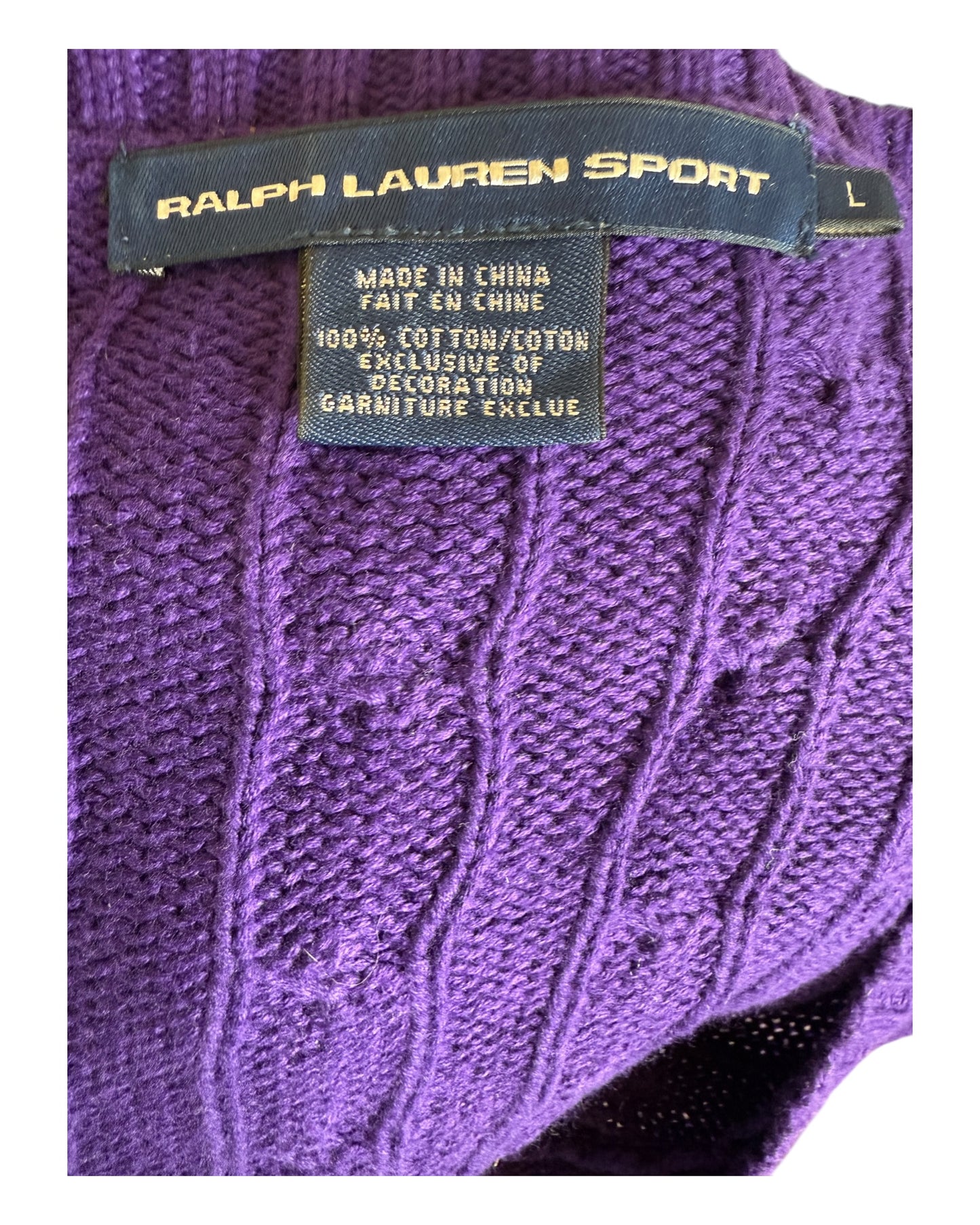 Polo Ralph Lauren Zopfmuster Pullover violett Größe L